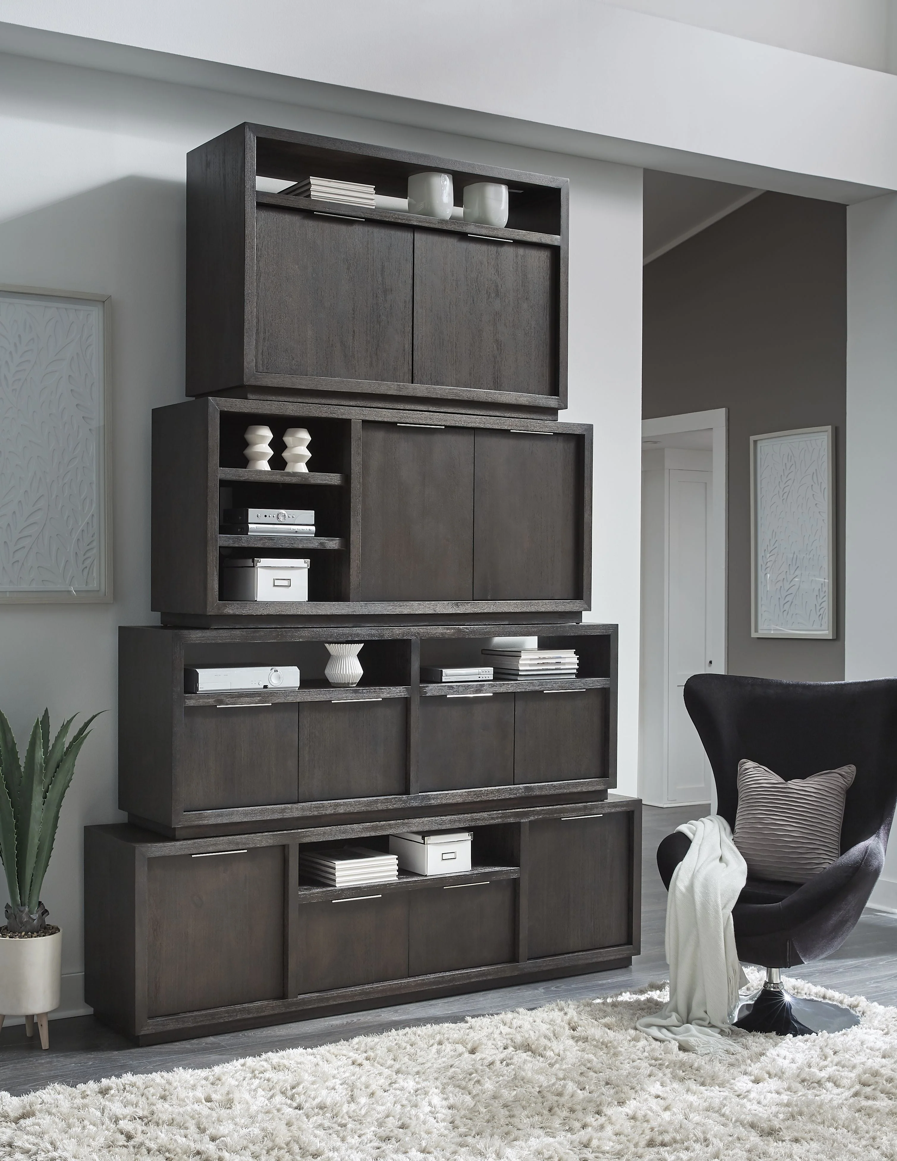 Oxford Solid Wood 74 inch Media Console in Basalt Grey - Image 2