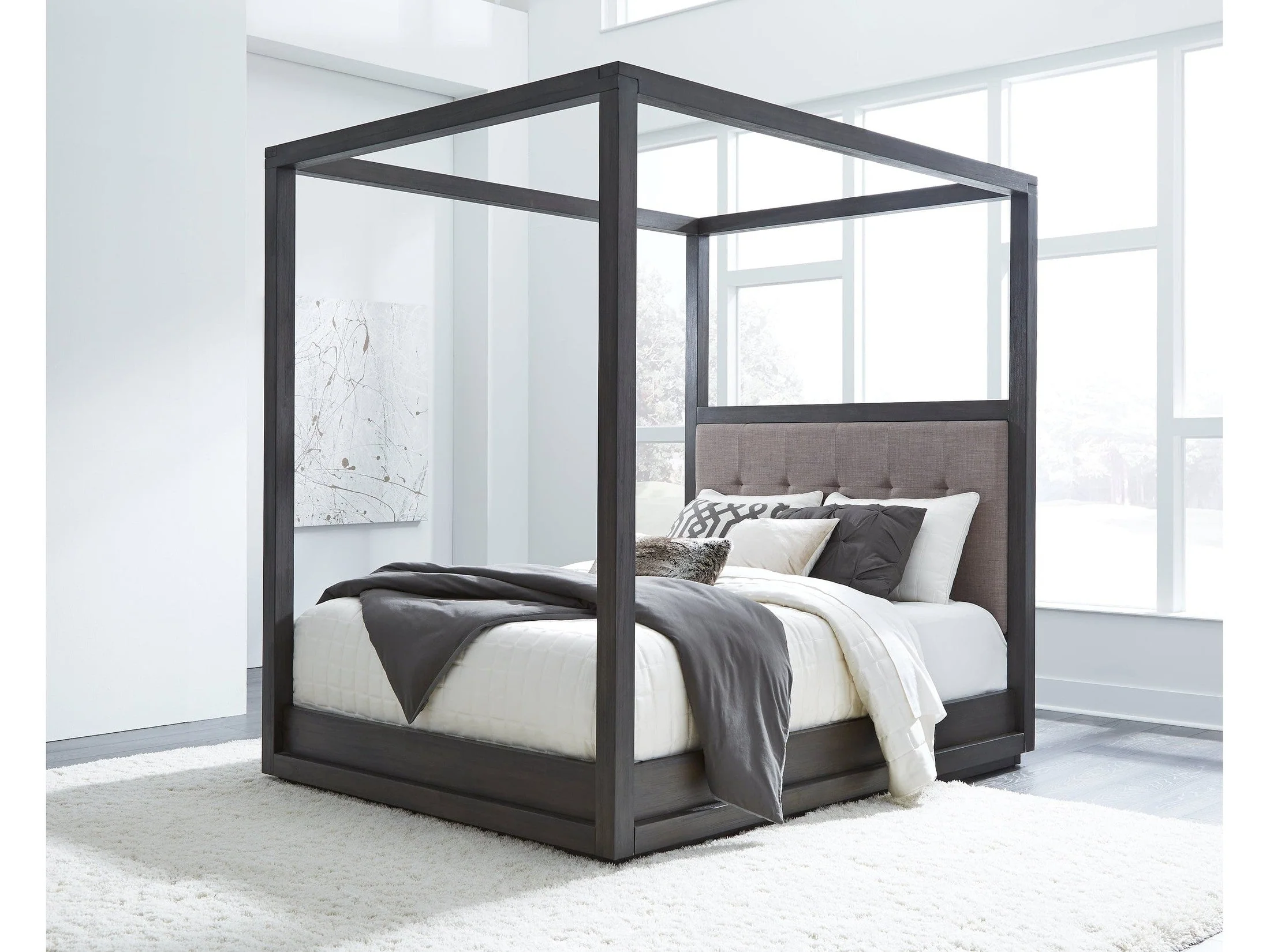 Oxford Upholstered California King Canopy Bed in Dolphin