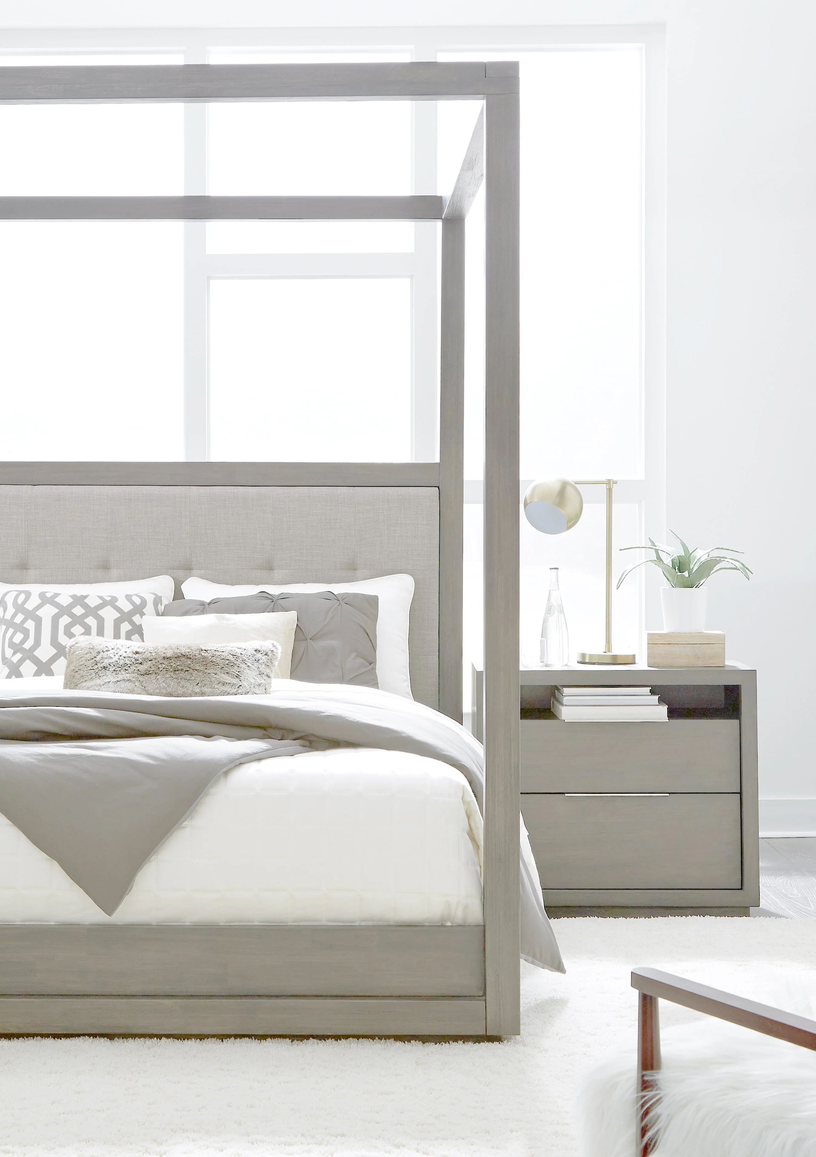 Oxford Upholstered California King Canopy Bed in Mineral - Image 3