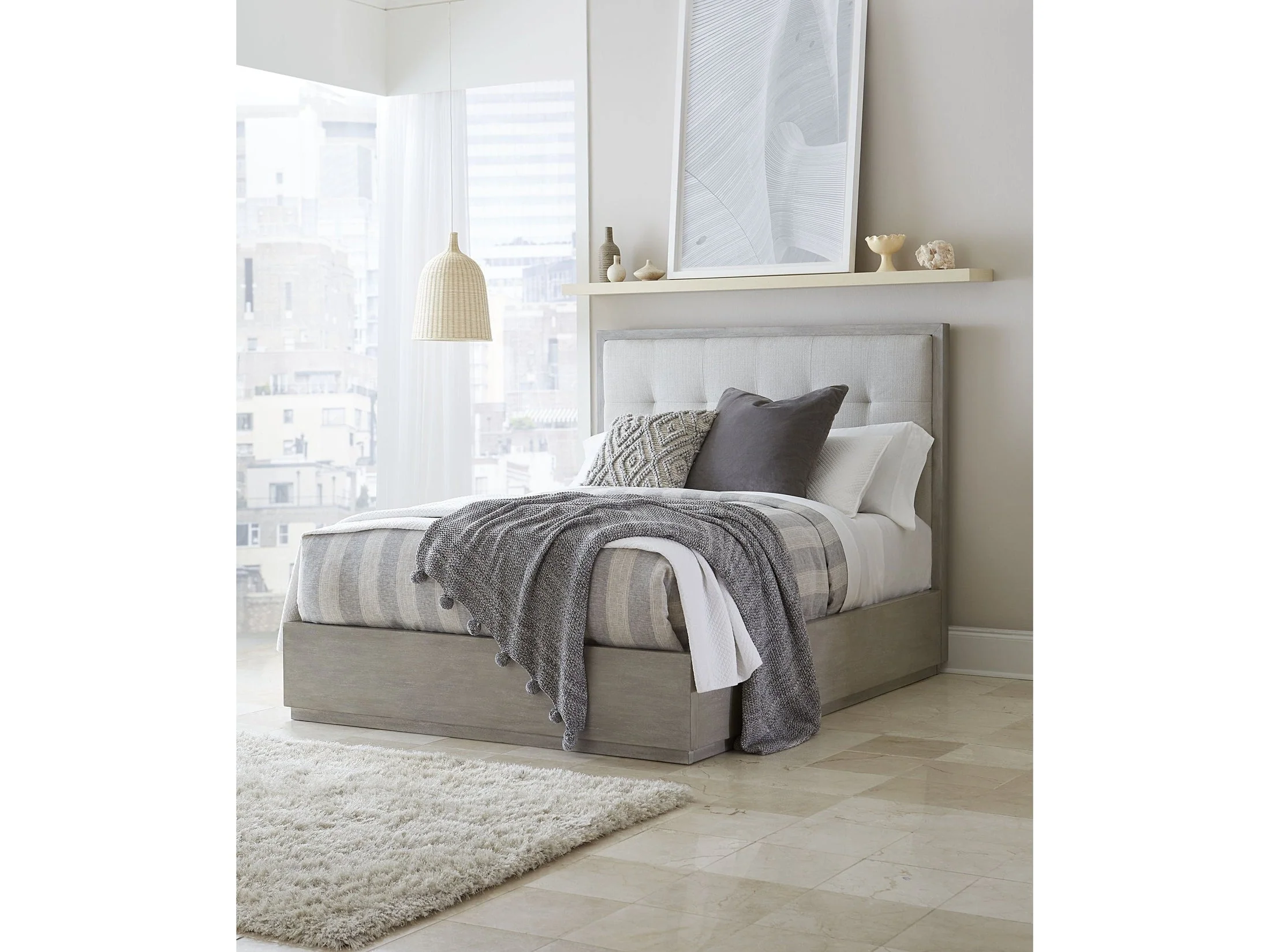 Oxford Upholstered Footboard California King Storage Bed in Mineral