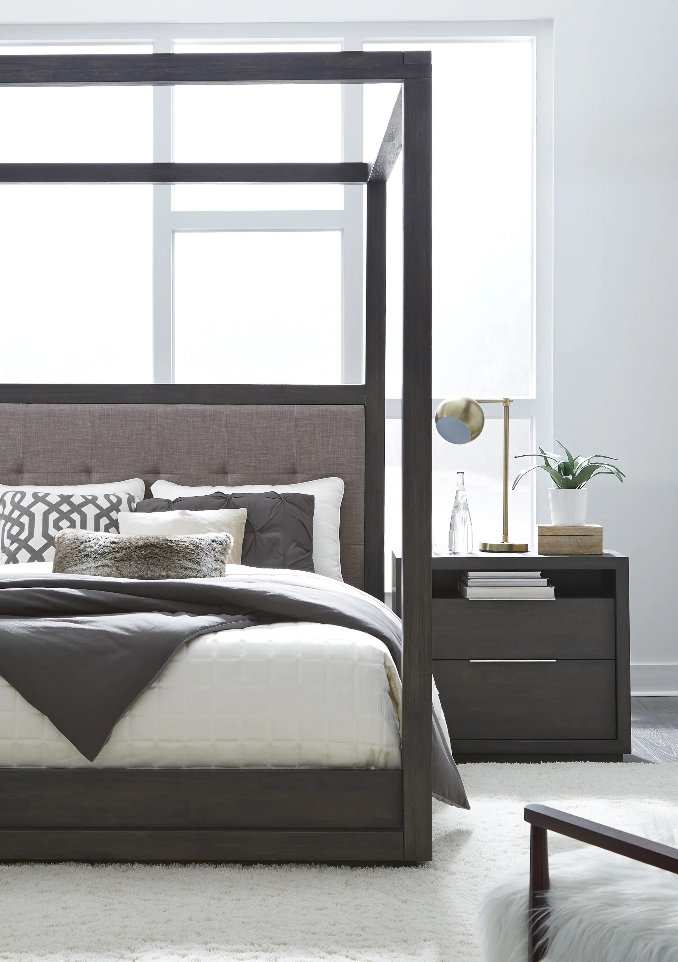 Oxford Upholstered Queen Canopy Bed in Dolphin - Image 3