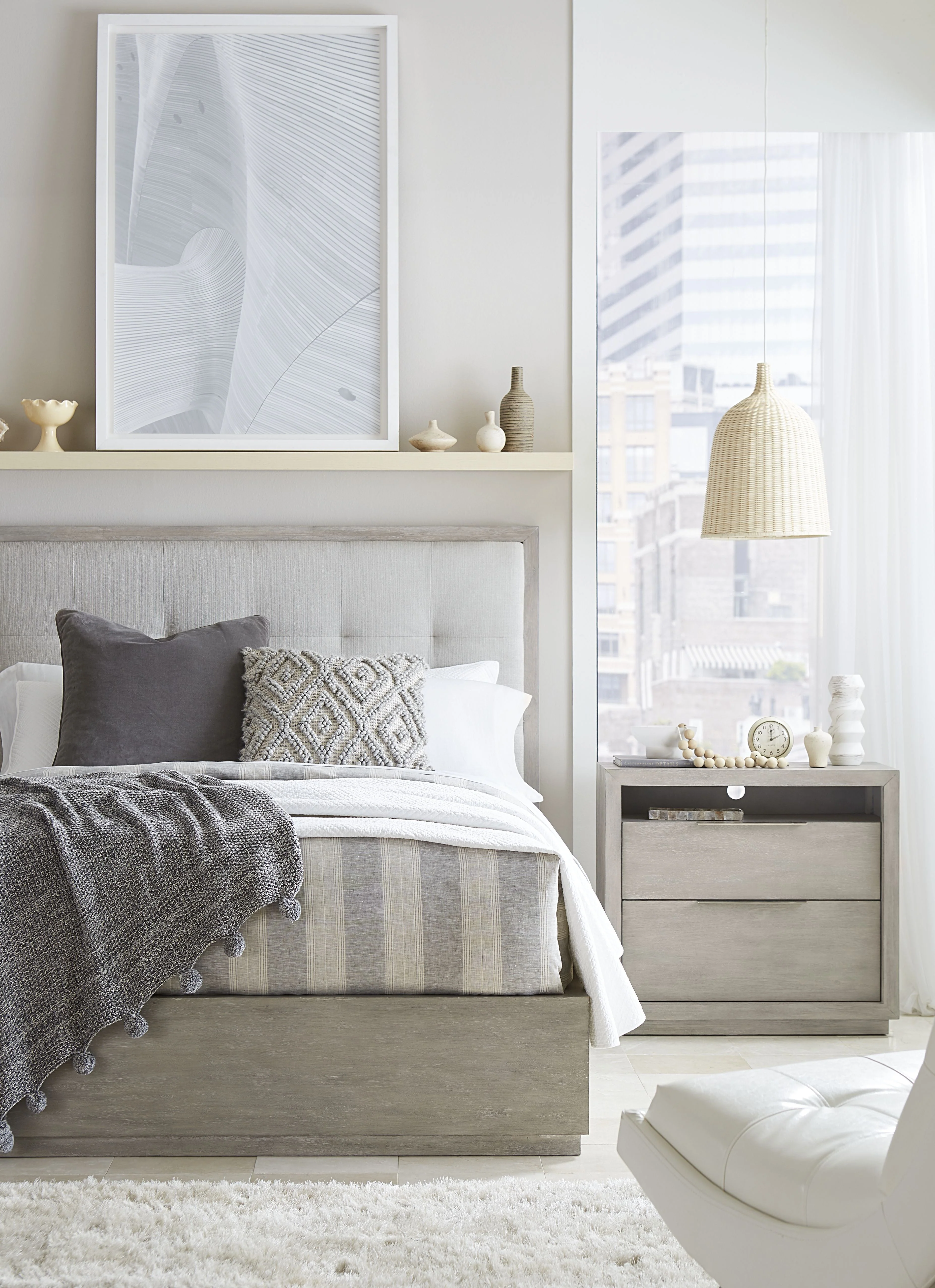 Oxford Upholstered Queen Platform Bed in Mineral - Image 3
