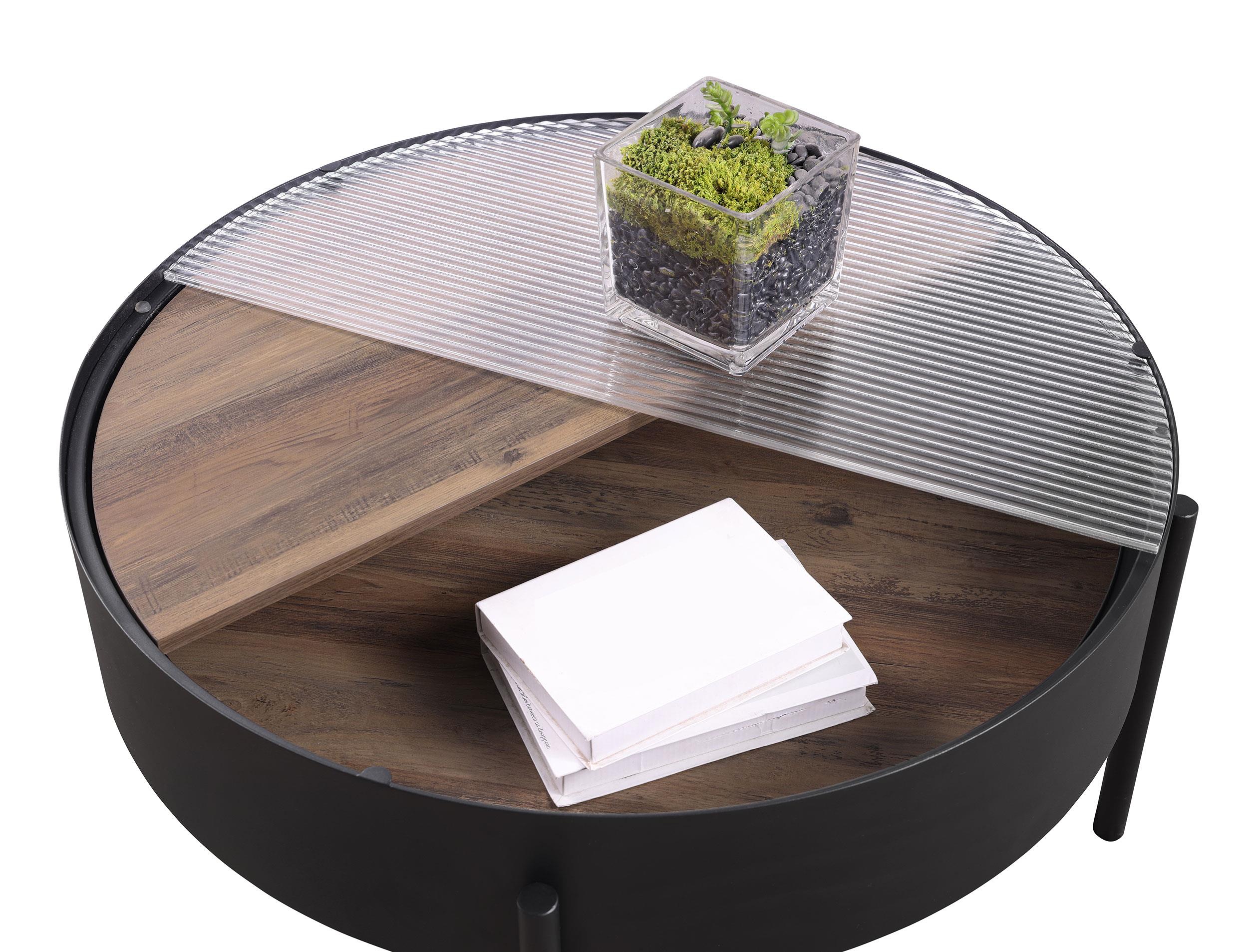 Ozella Sandy Black 2-Piece Round Coffee and End Table Set - Image 11