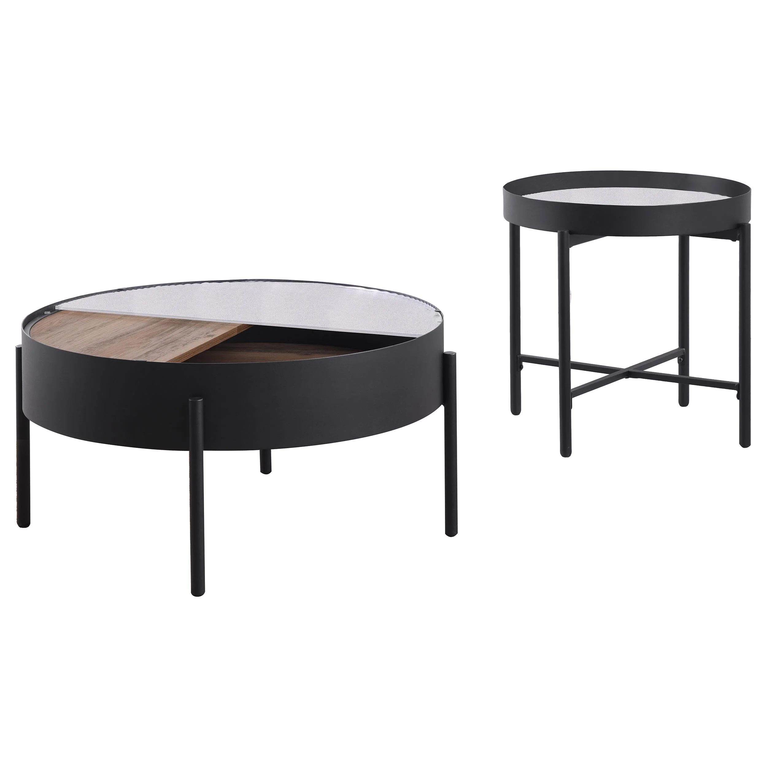 Ozella Sandy Black 2-Piece Round Coffee and End Table Set - Image 5