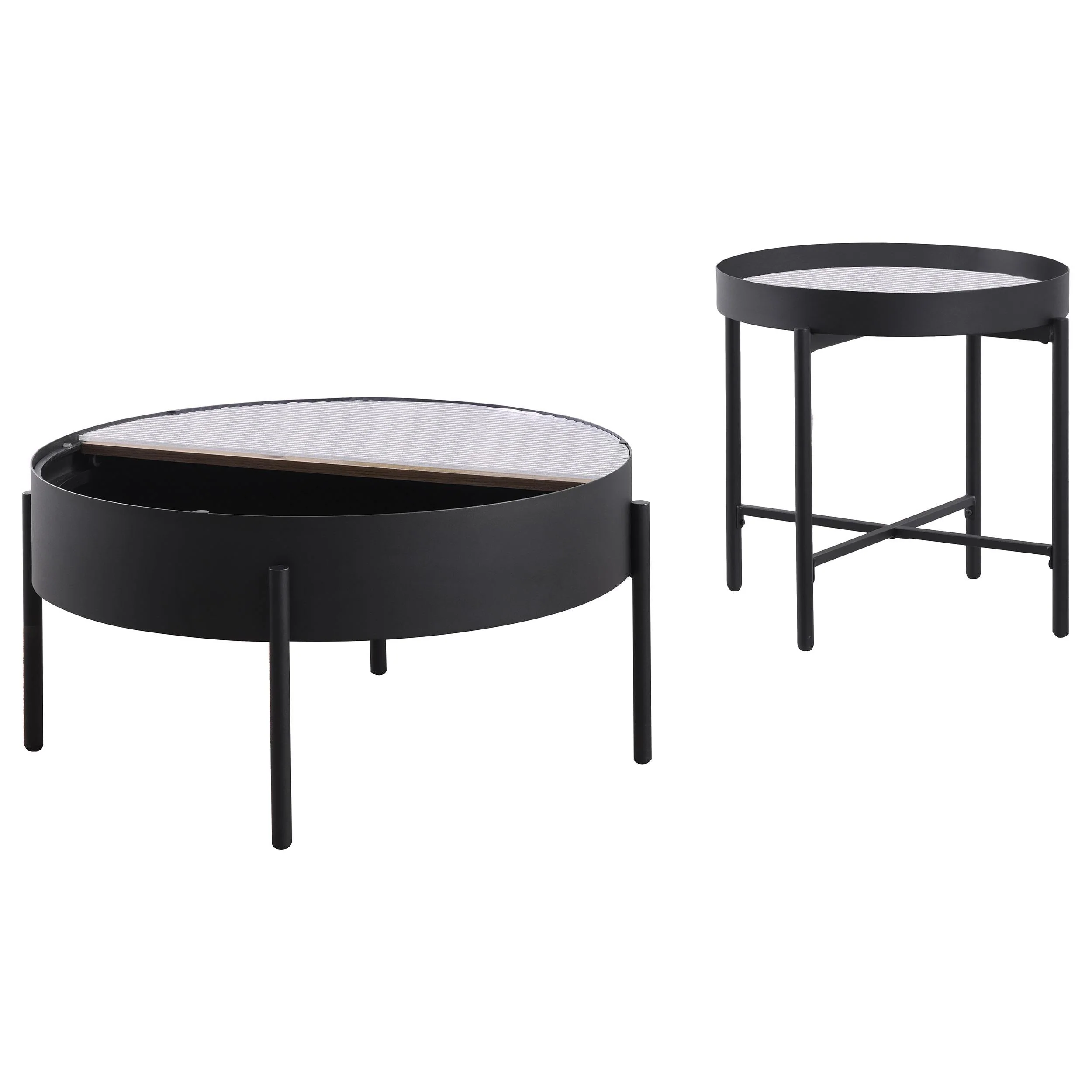 Ozella Sandy Black 2-Piece Round Coffee and End Table Set - Image 6