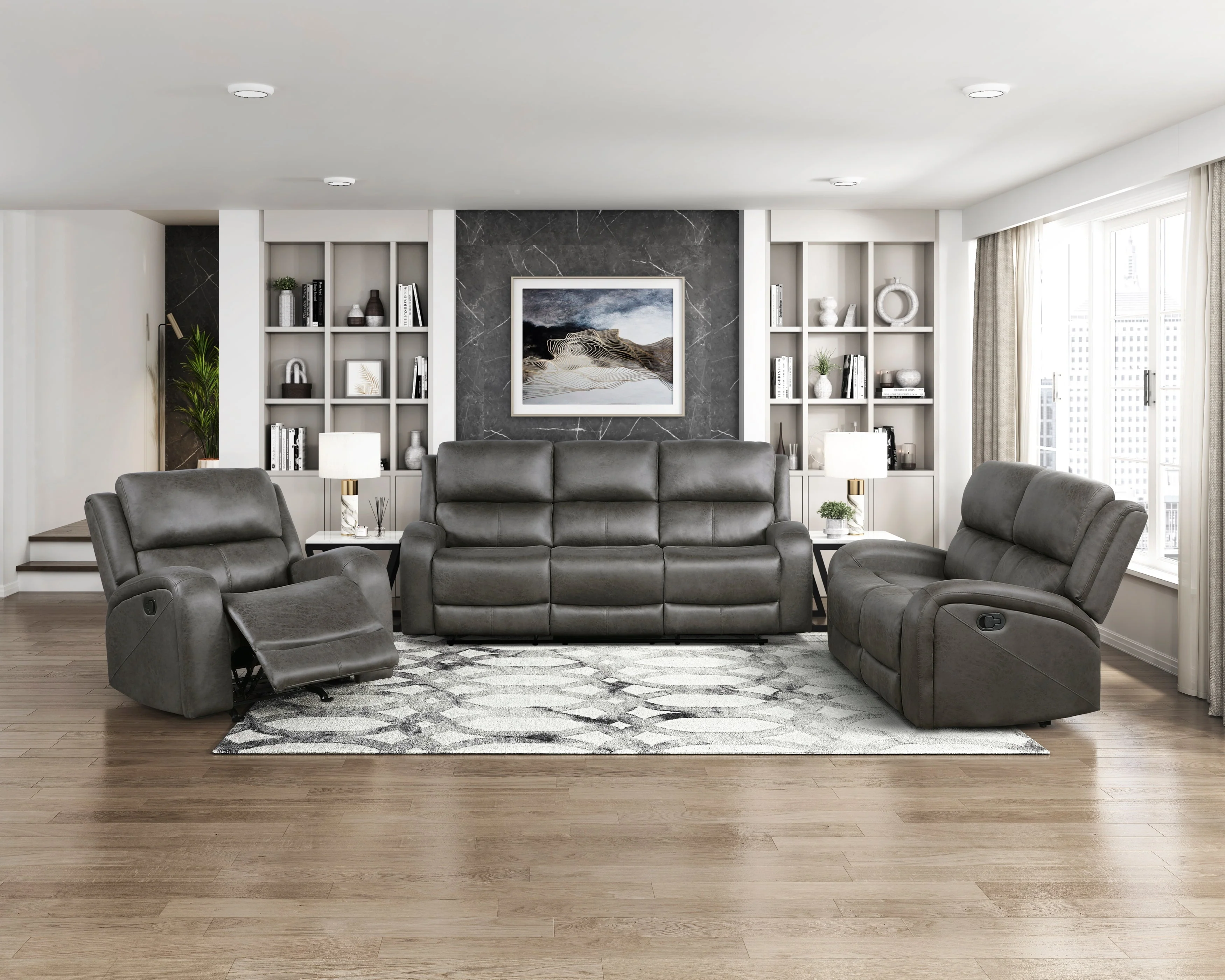 Pagosa Gray Double Reclining Living Room Set