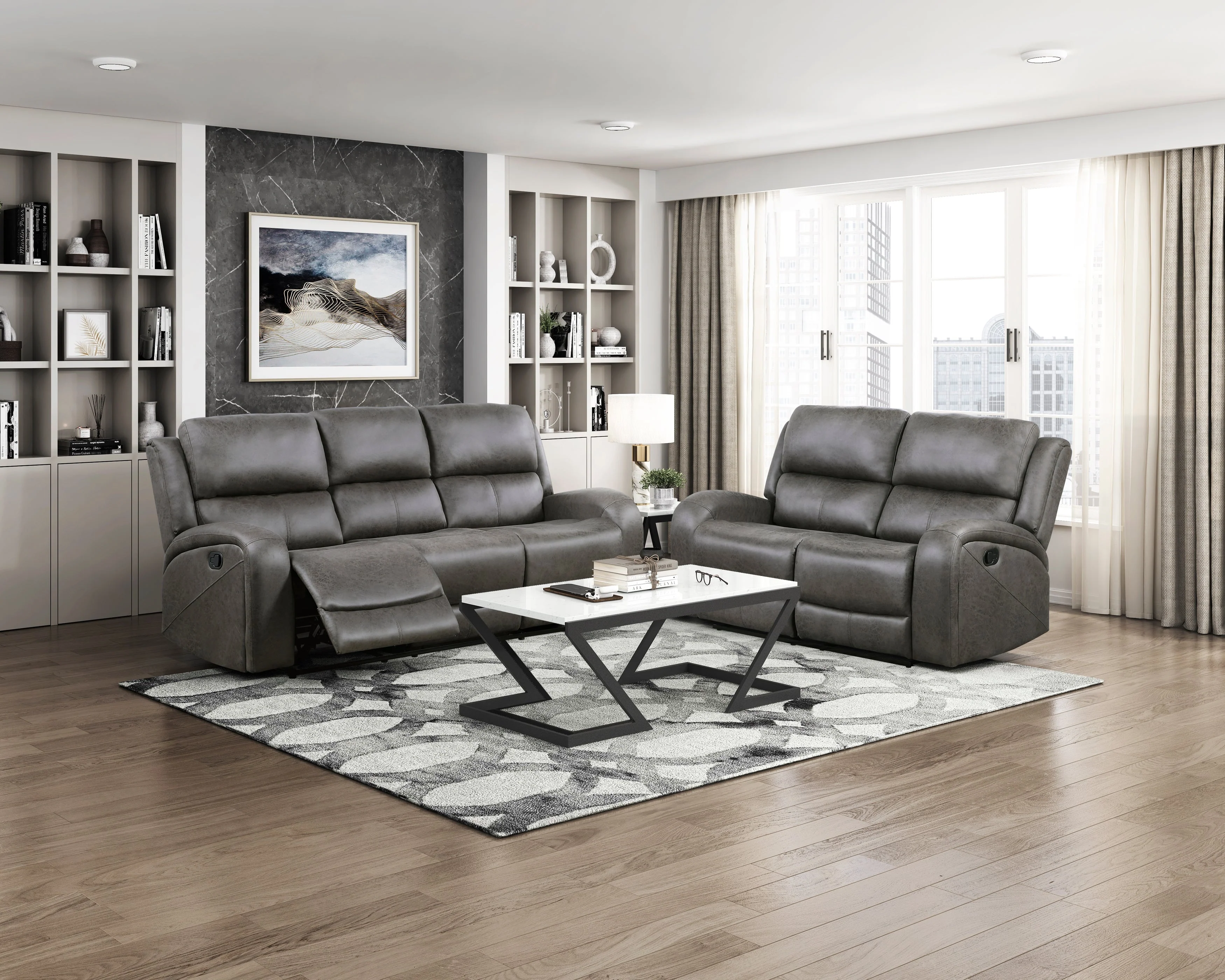 Pagosa Gray Double Reclining Living Room Set - Image 2