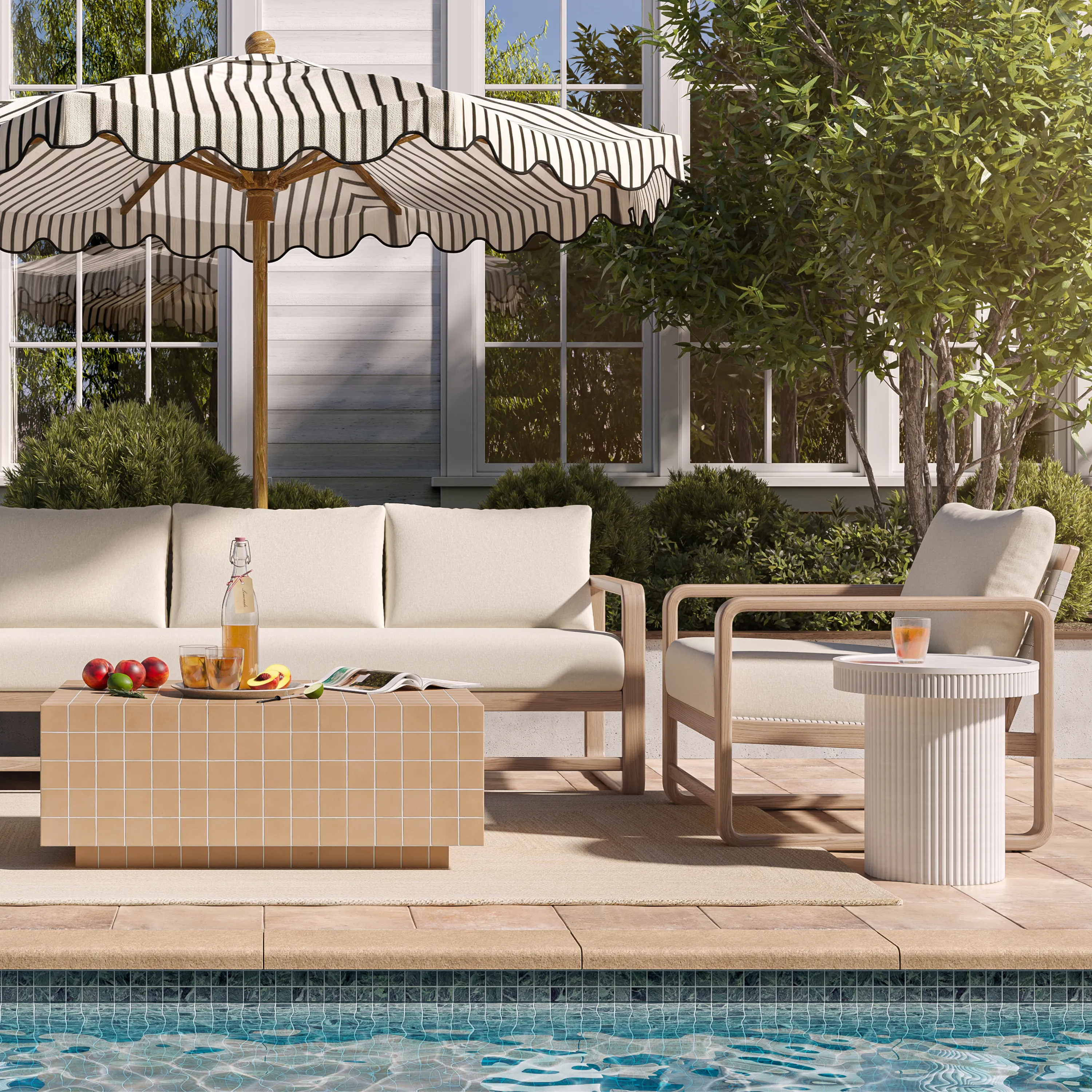 Palata Cream Outdoor Accent Chair - Image 3
