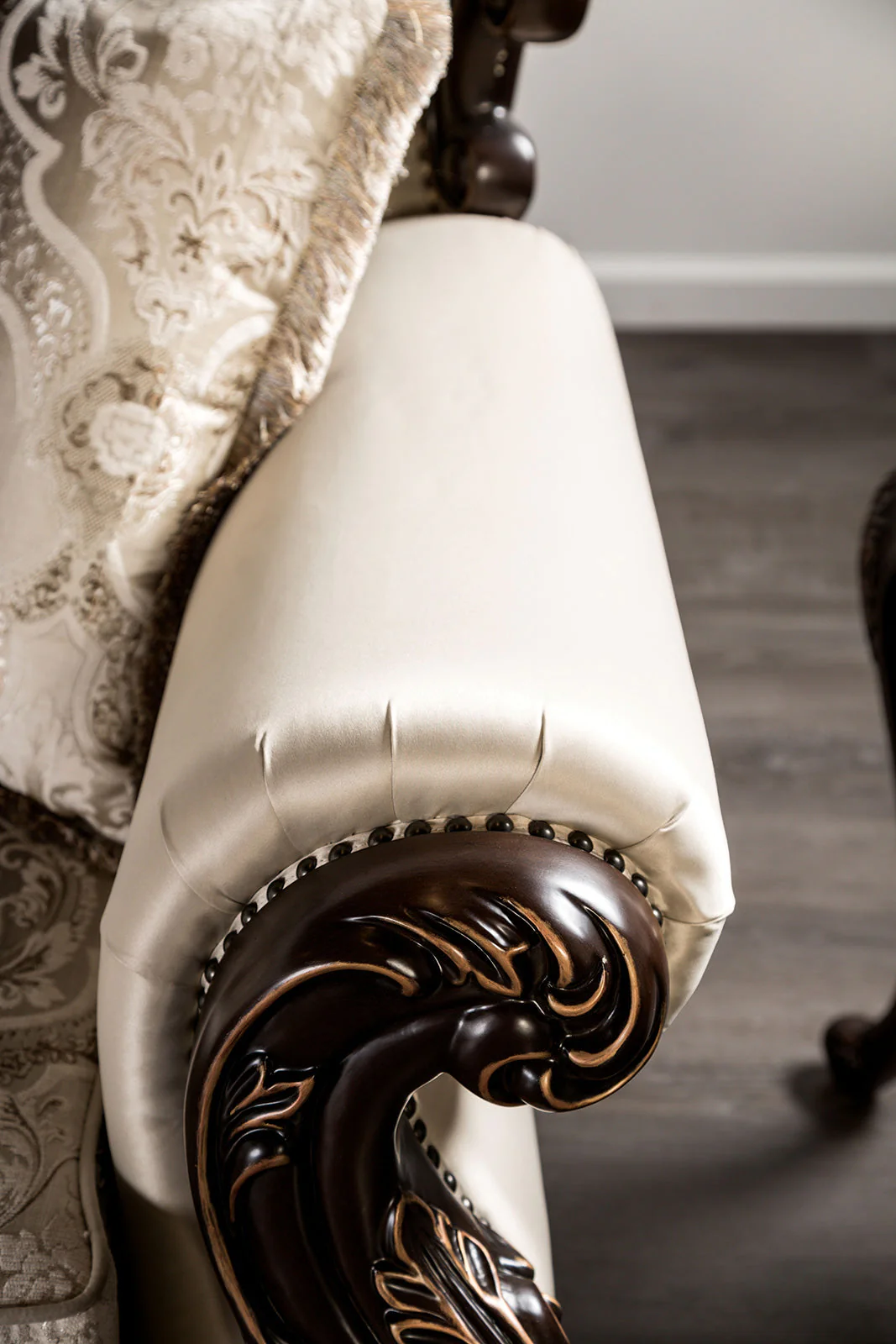 Palencia Dark Cherry/Beige Sofa & Loveseat - Image 6