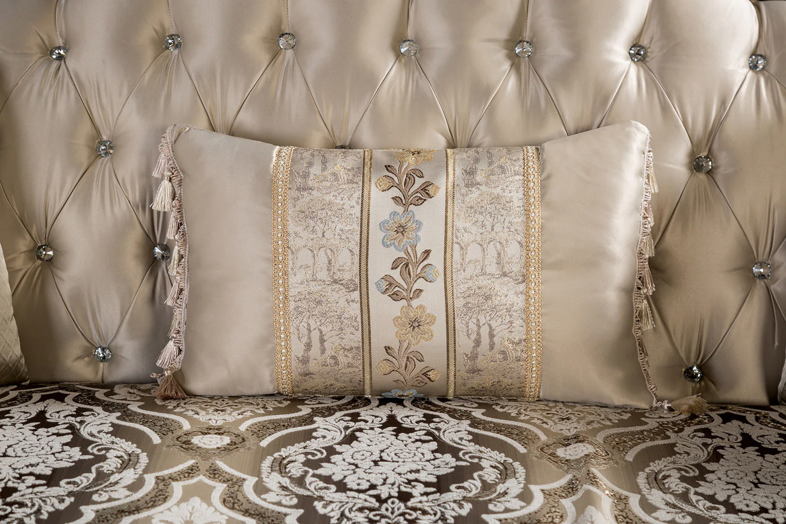 Palencia Dark Cherry/Beige Sofa & Loveseat - Image 9