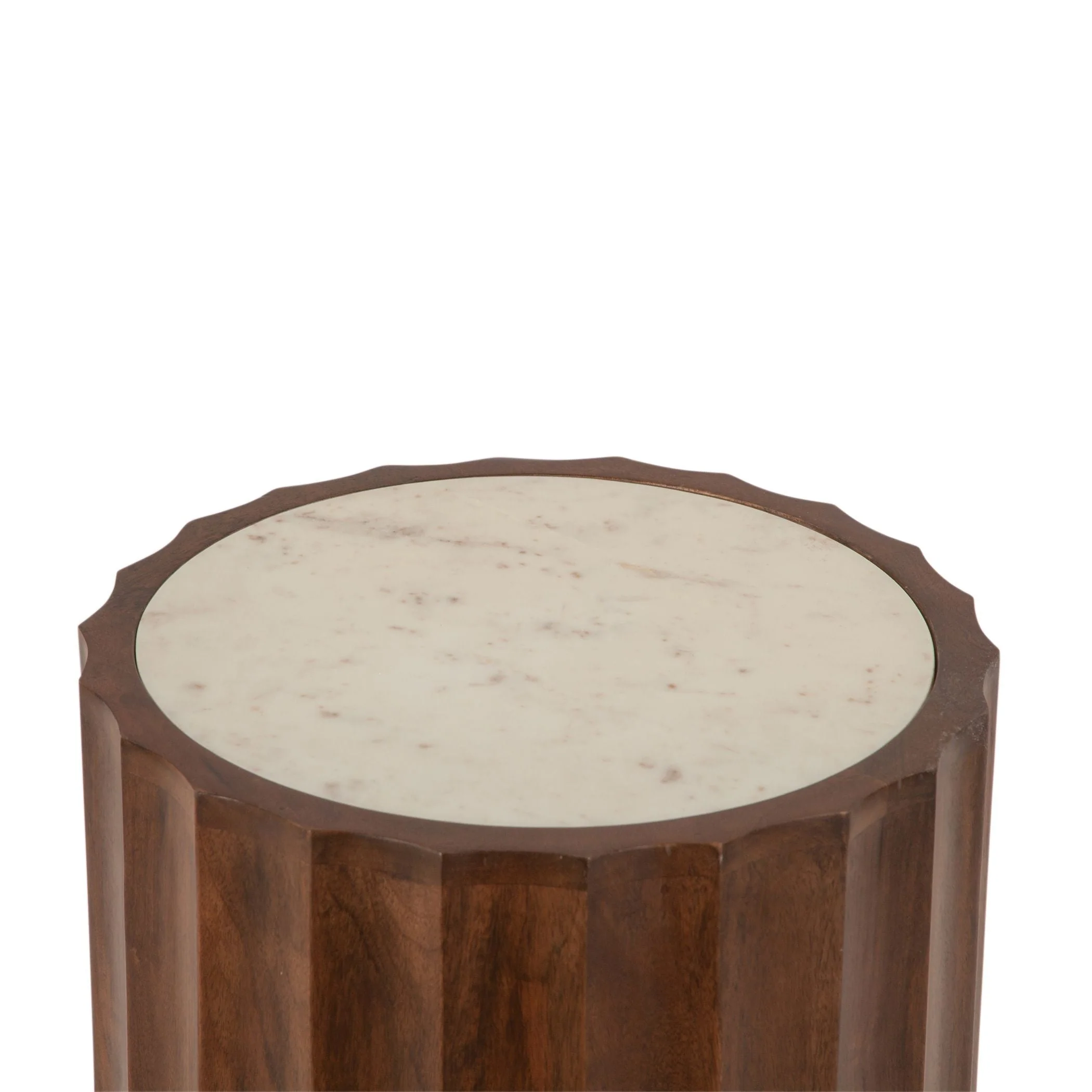 Palermo 18" Round Side Table with White Marble and Royal Brown Base - Image 5