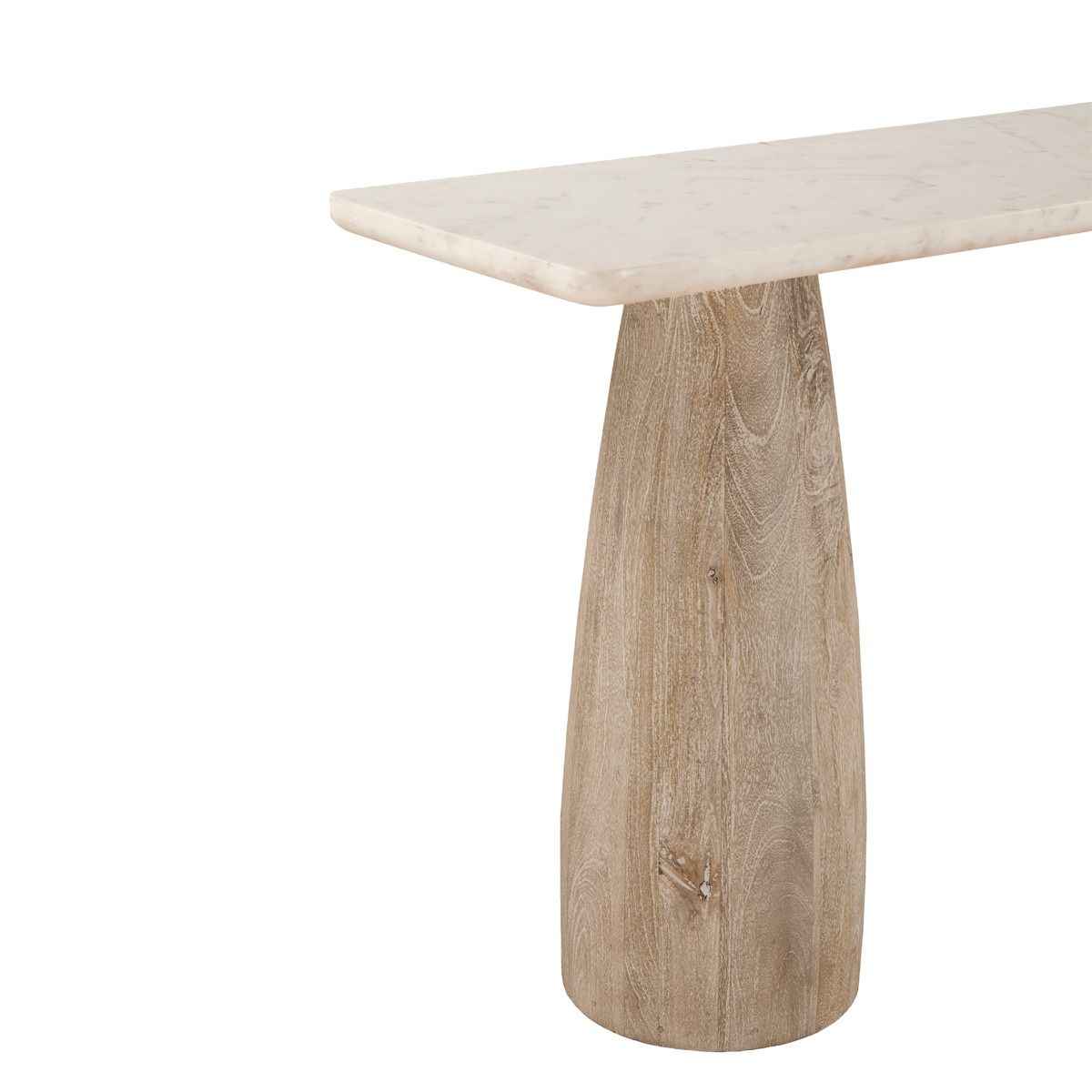 Palm Springs 60" Console Table with White Marble and Whitewash Modern Base - Image 5