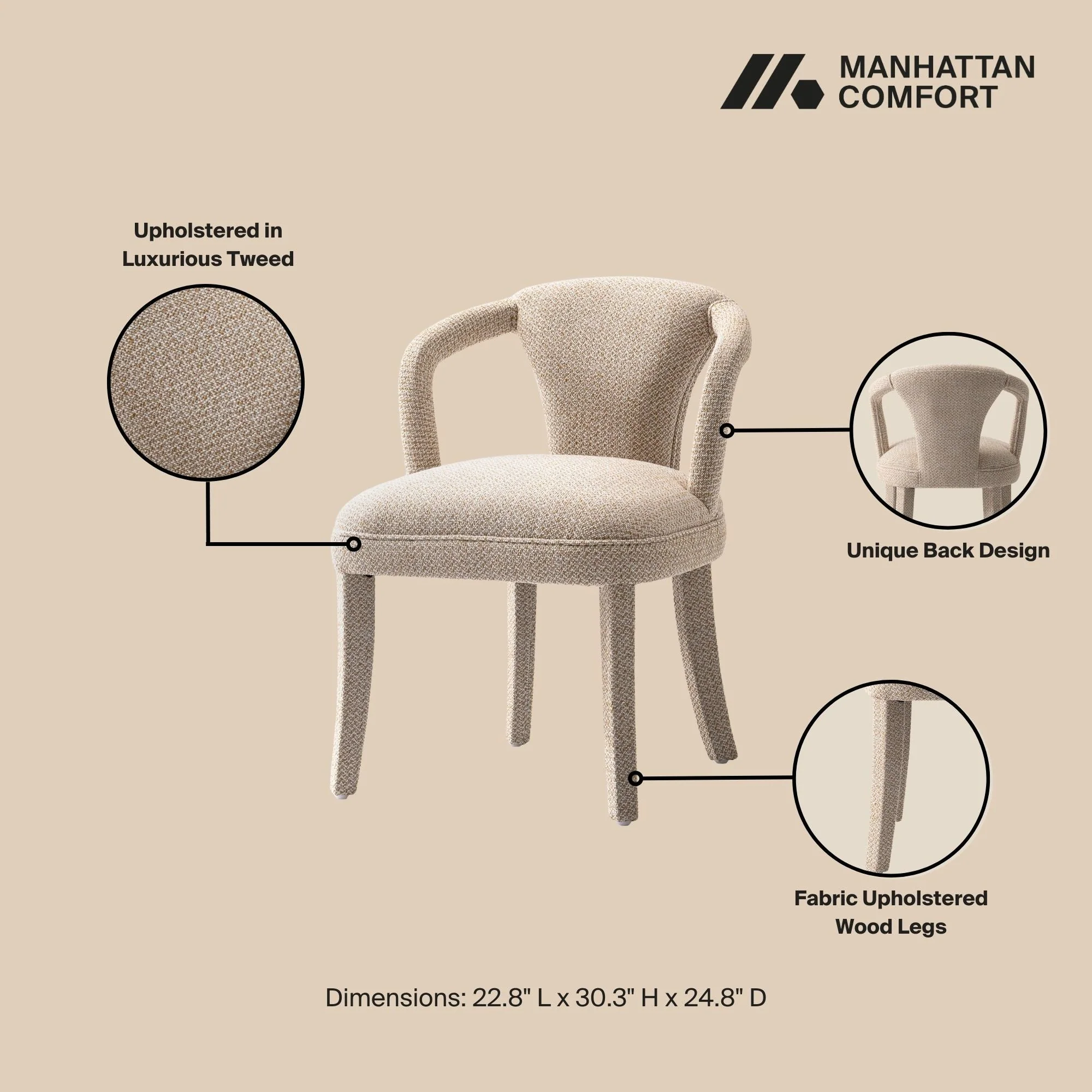 Palmer Dining Armchair in Gold Dust (set of 2) - Image 4