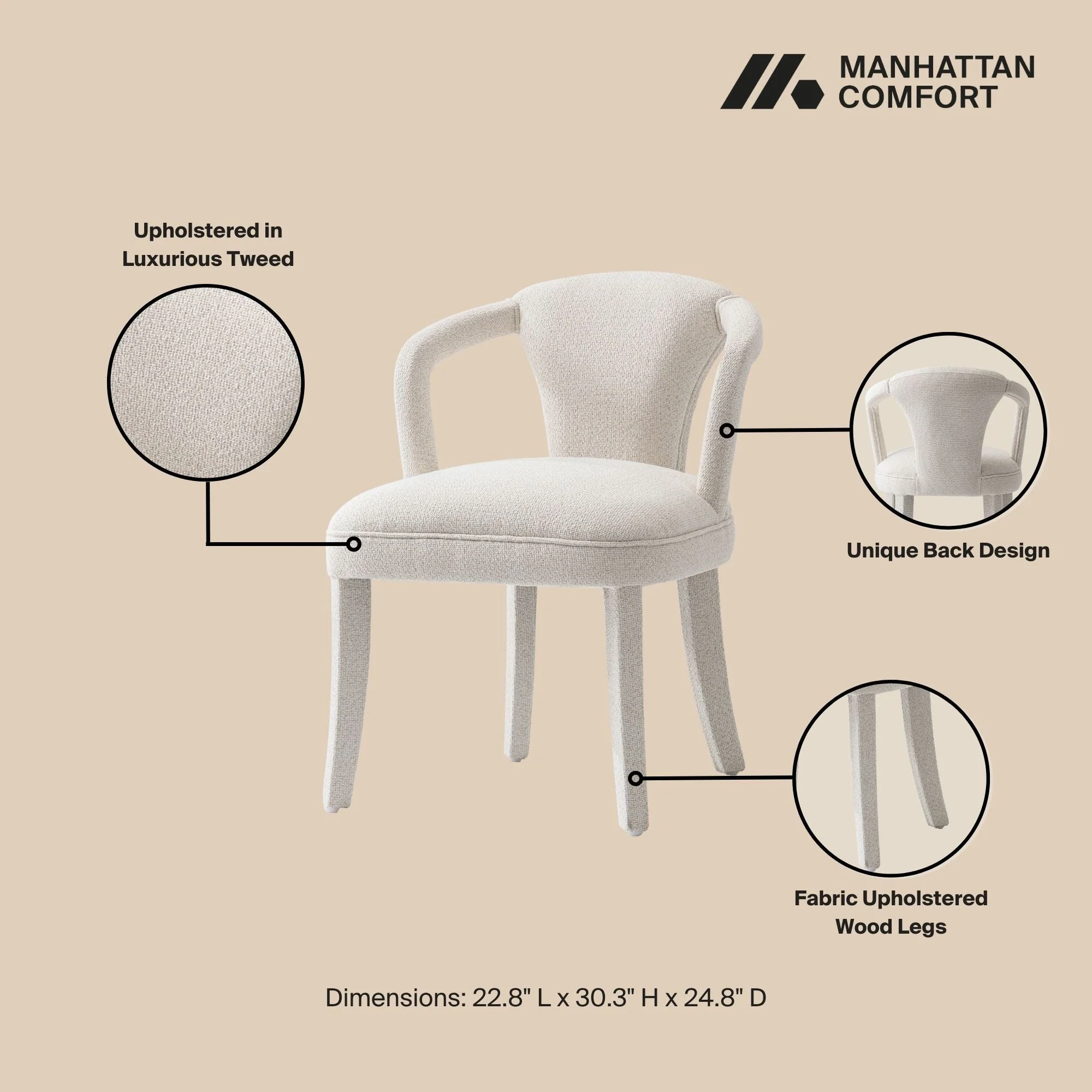Palmer Dining Armchair in Ivory - Image 4