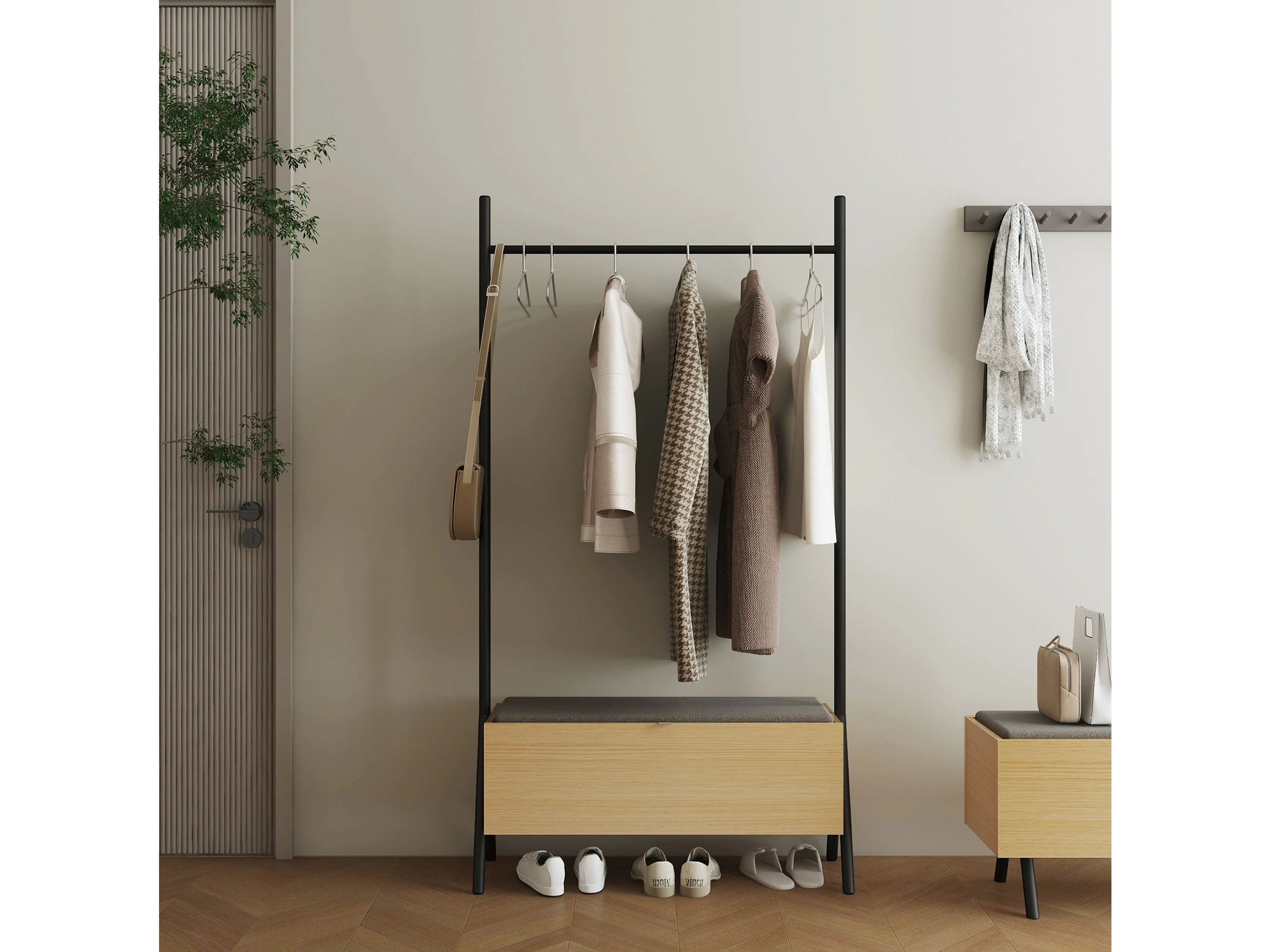 Paloma Open Hanging Closet in Natural Oak