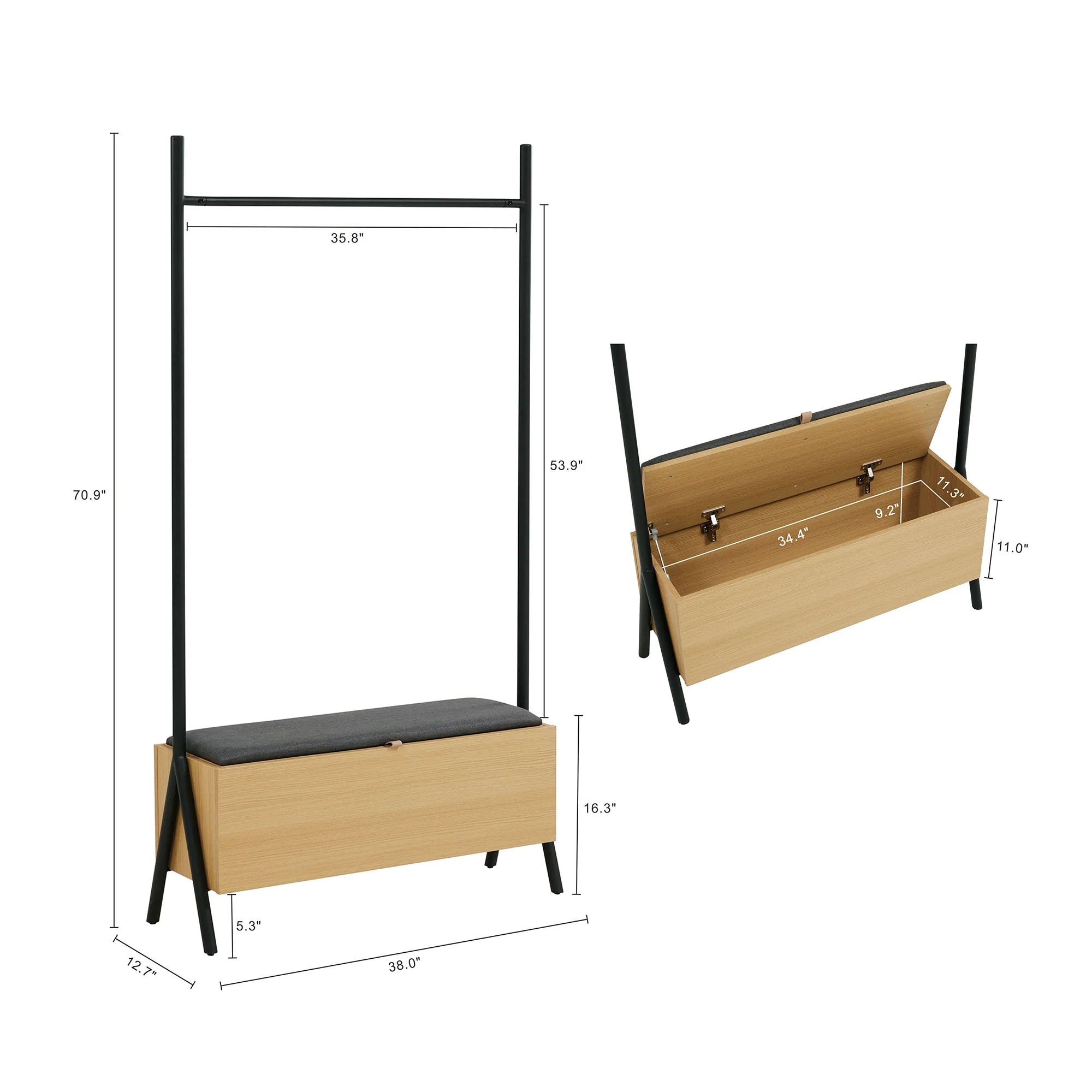 Paloma Open Hanging Closet in Natural Oak - Image 3