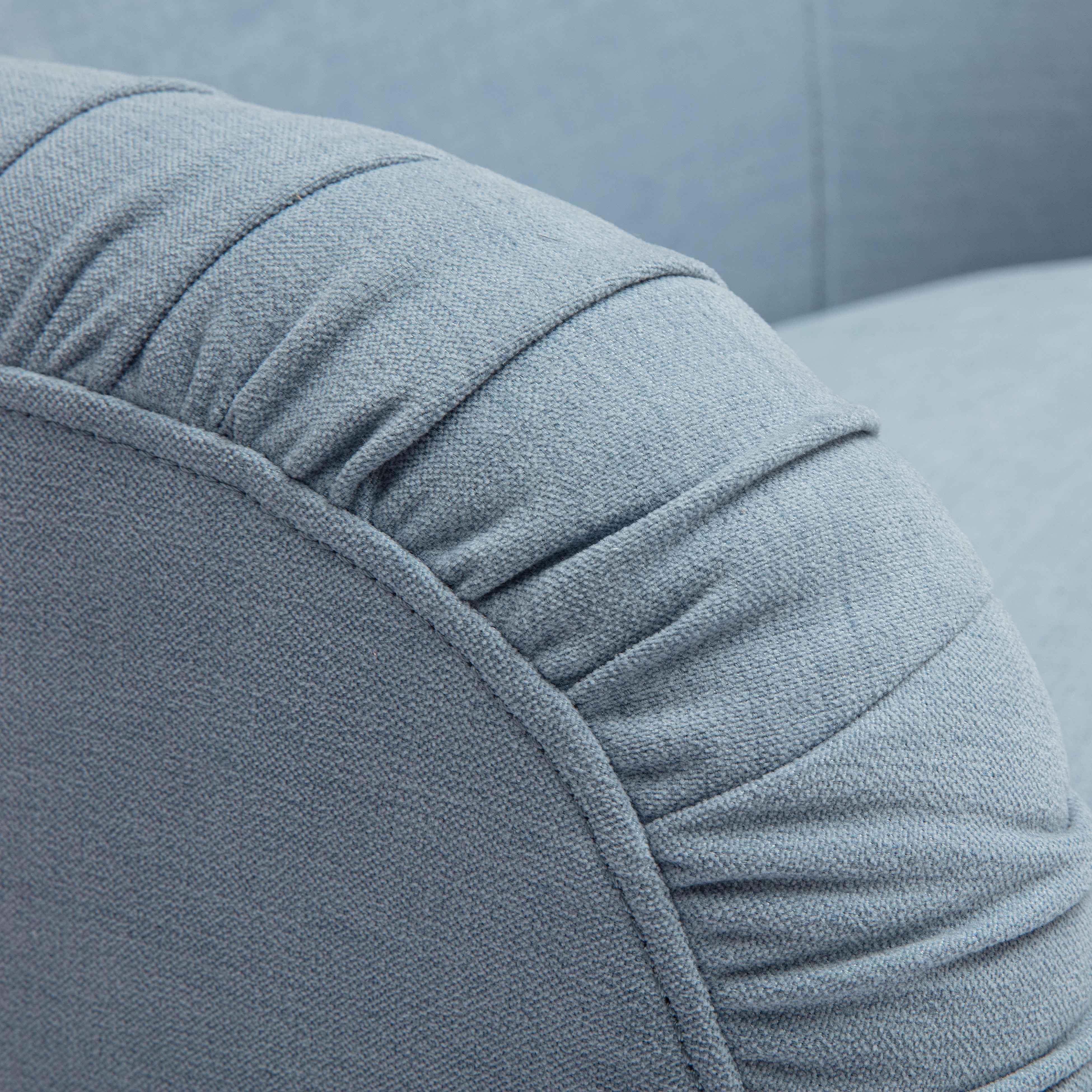 Pamela Faded Blue Upcycled Fabric Tassel Lounge Chair - Image 6