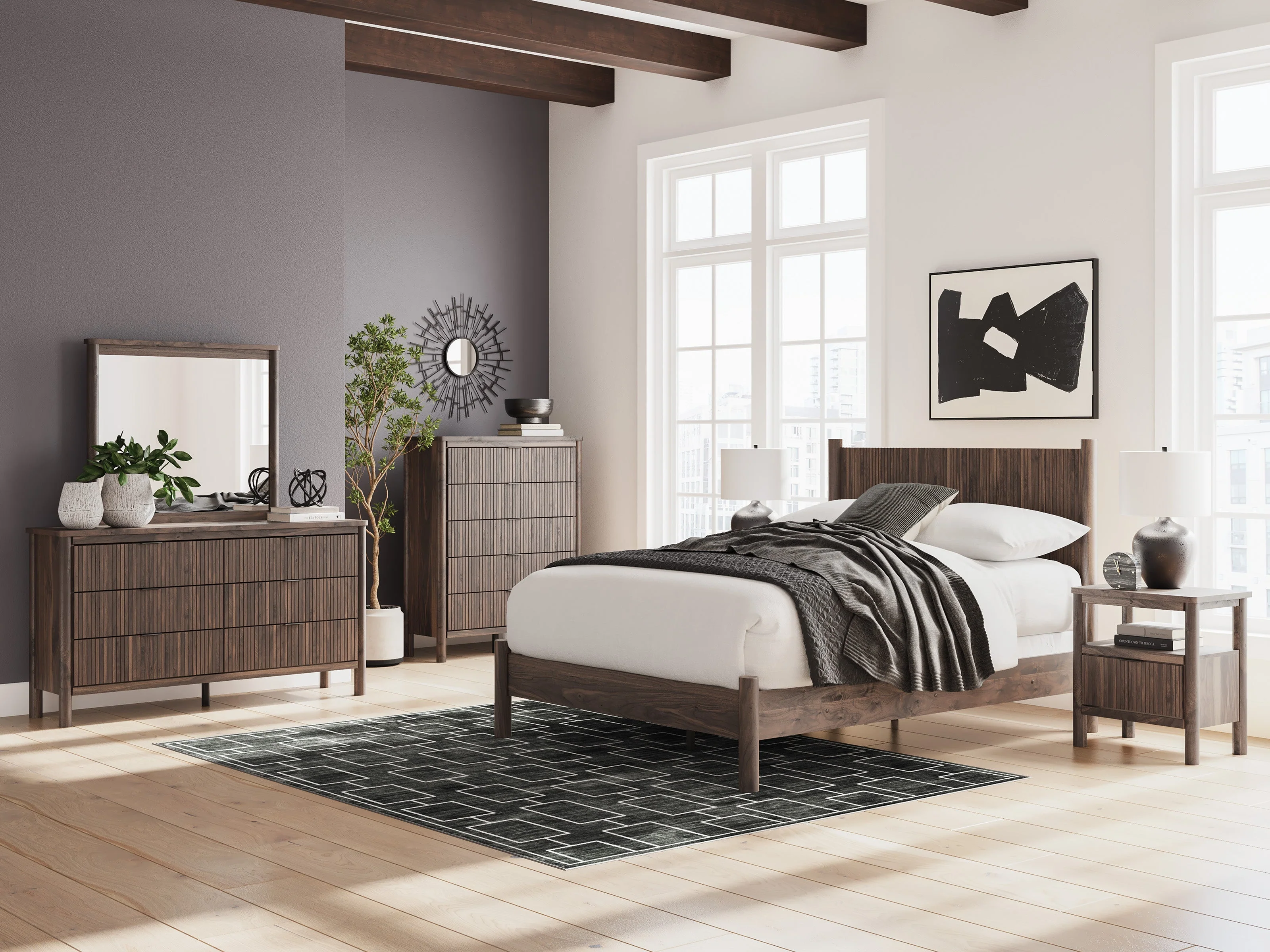 Pamytta Brown Panel Platform Bedroom Set