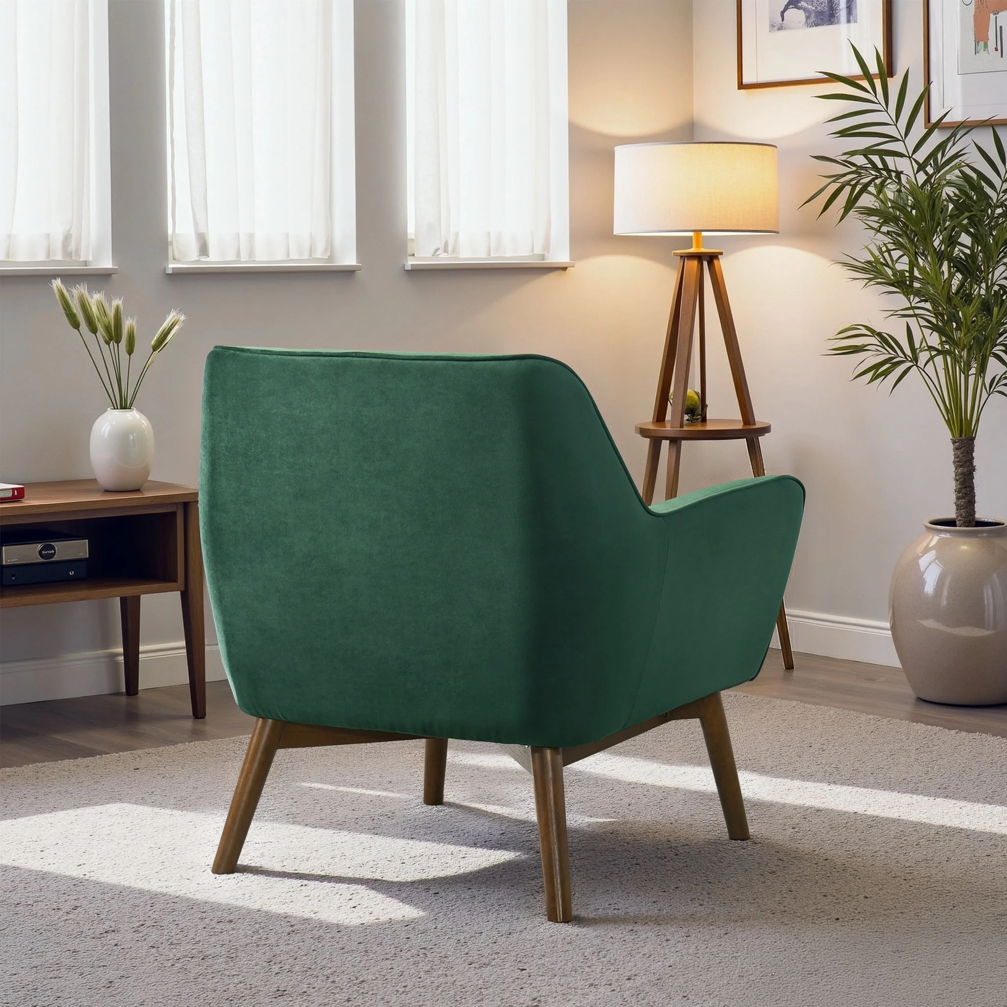 Panom Forest Green Velvet Lounge Chair - Image 6