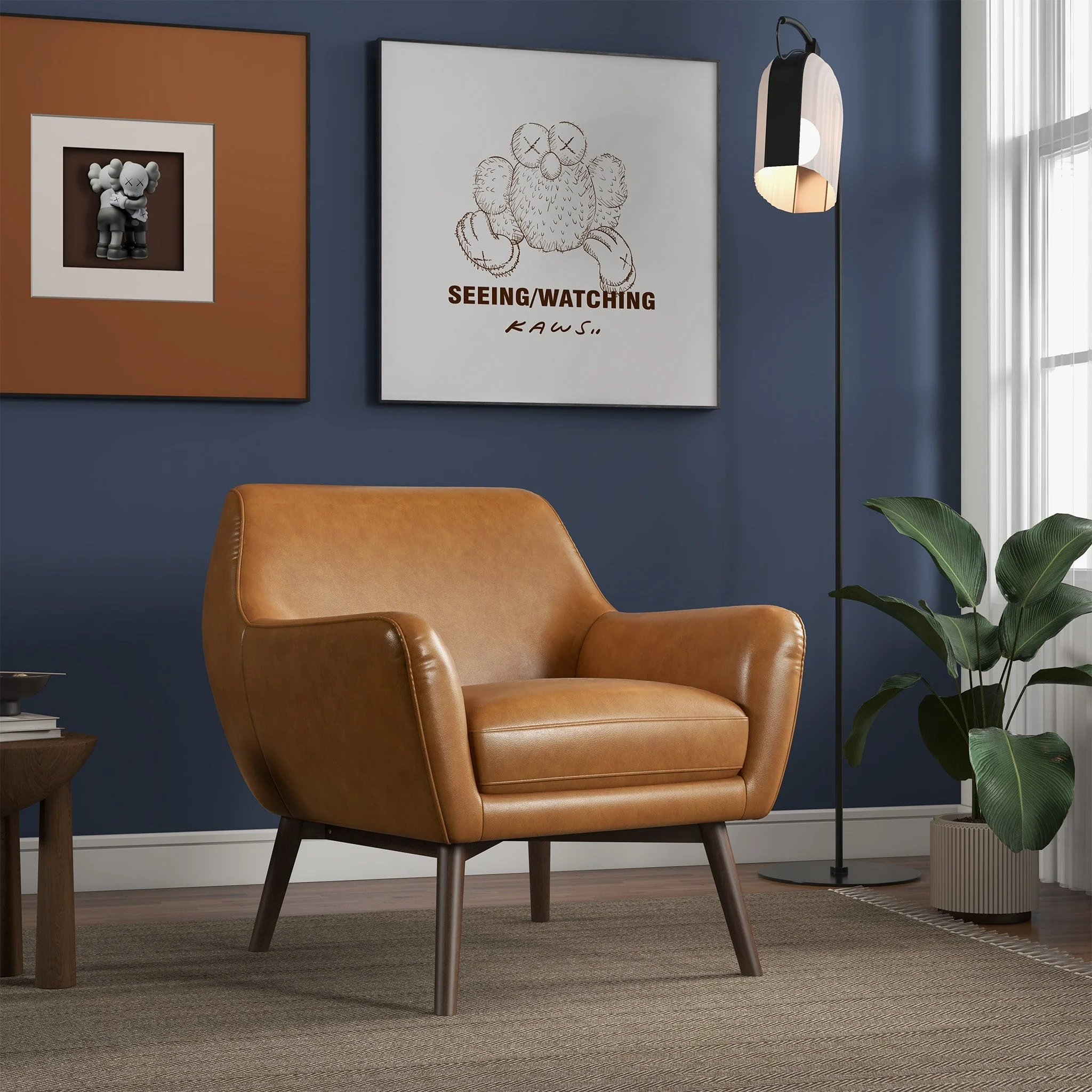 Panom Tan Leather Lounge Chair - Image 2