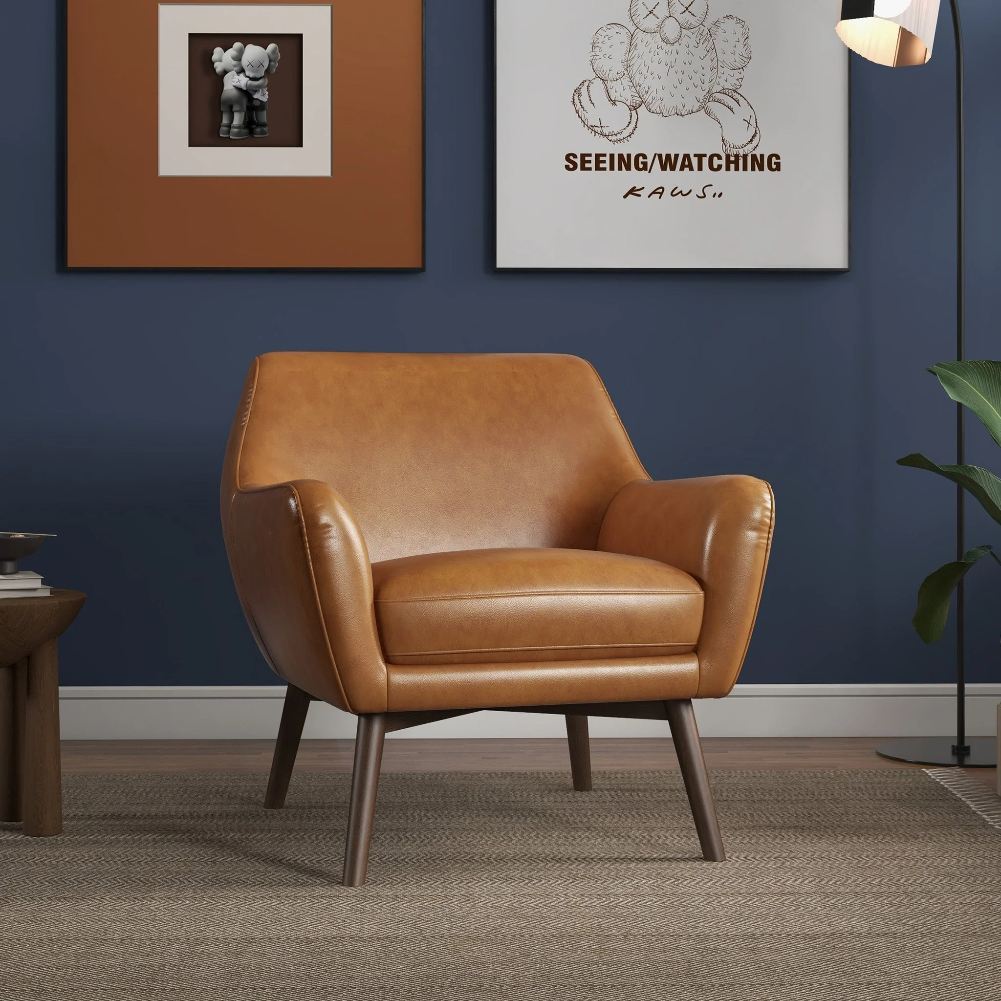 Panom Tan Leather Lounge Chair - Image 3