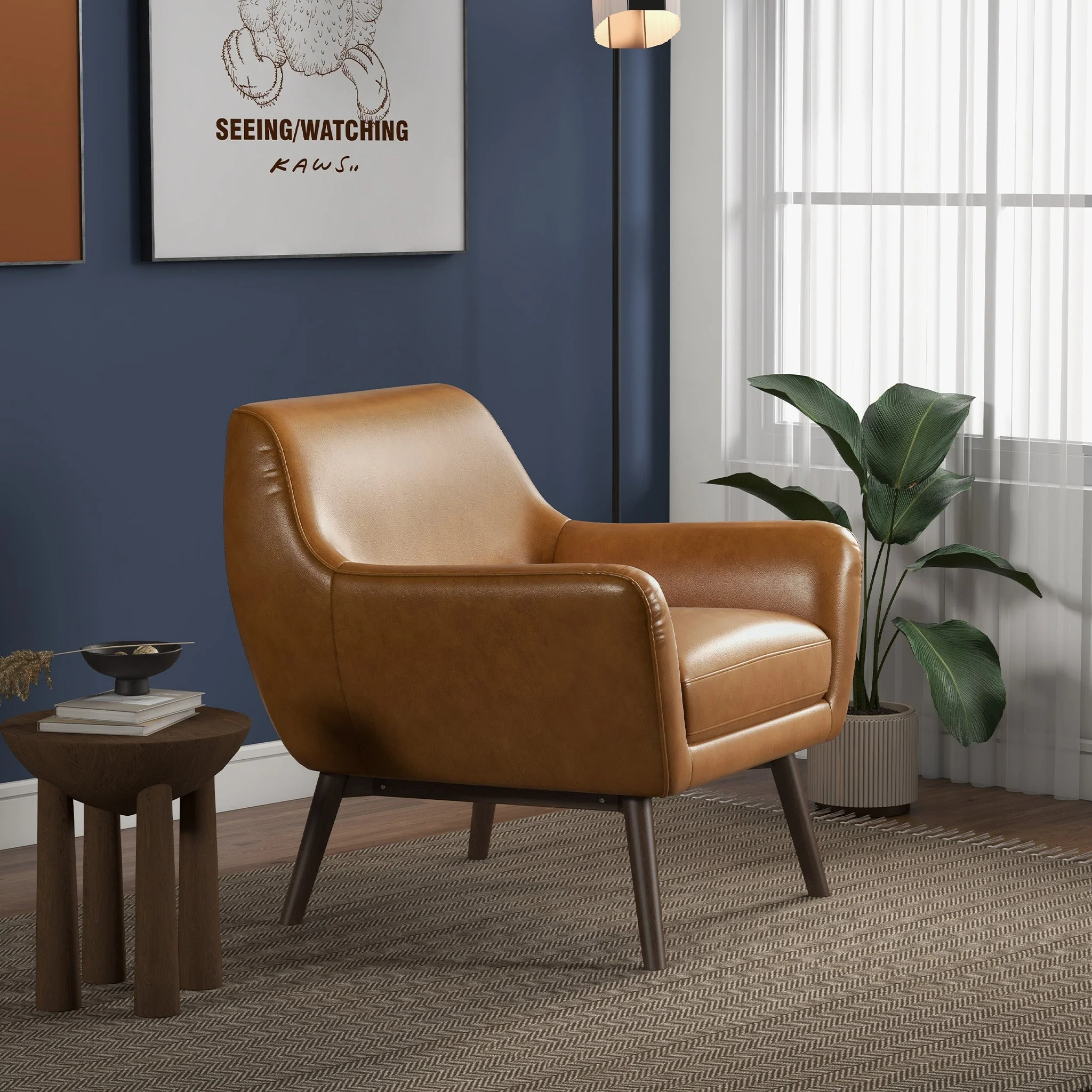Panom Tan Leather Lounge Chair - Image 5