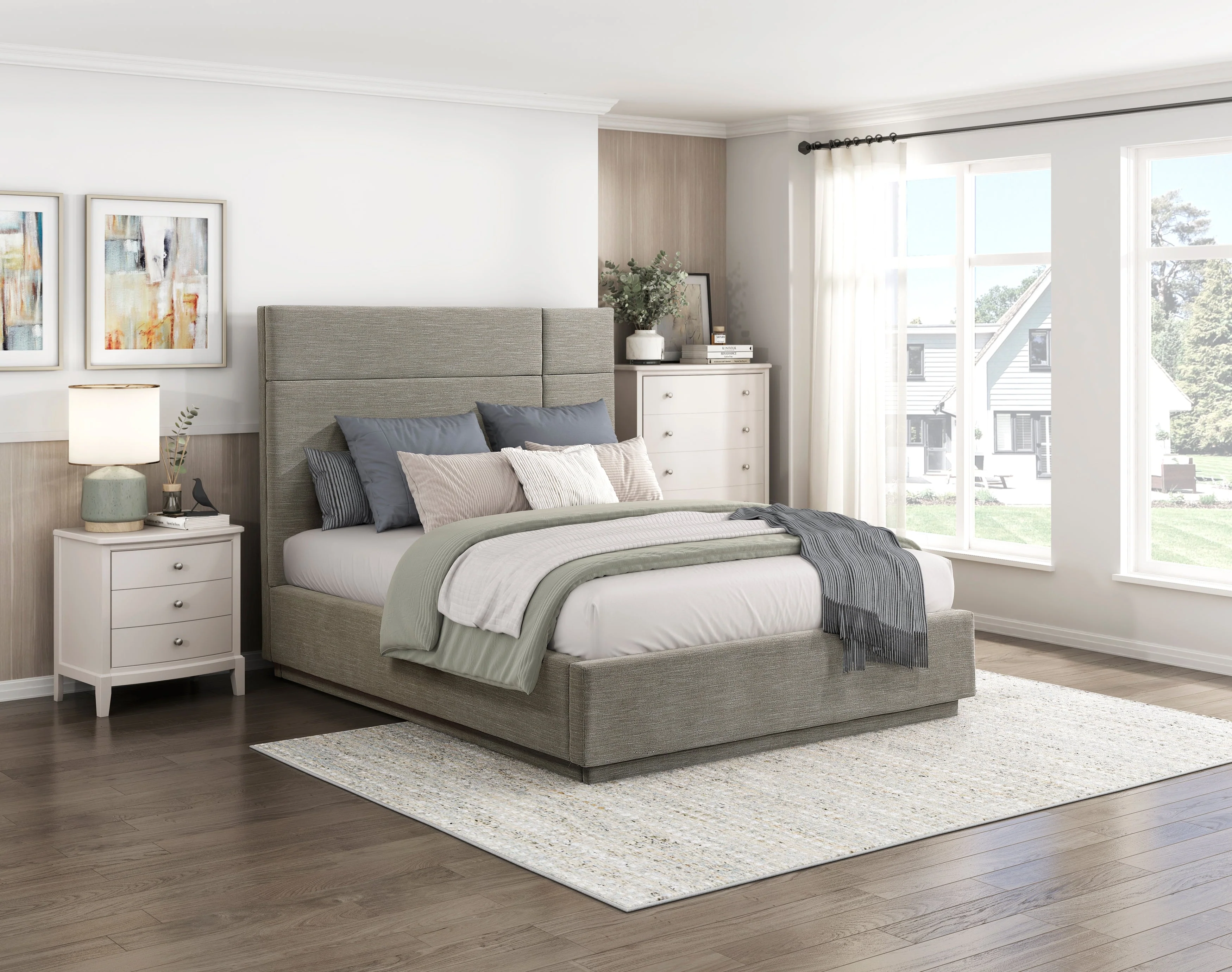 Paola Forest Green Full Upholstered Platform Bed - Image 10