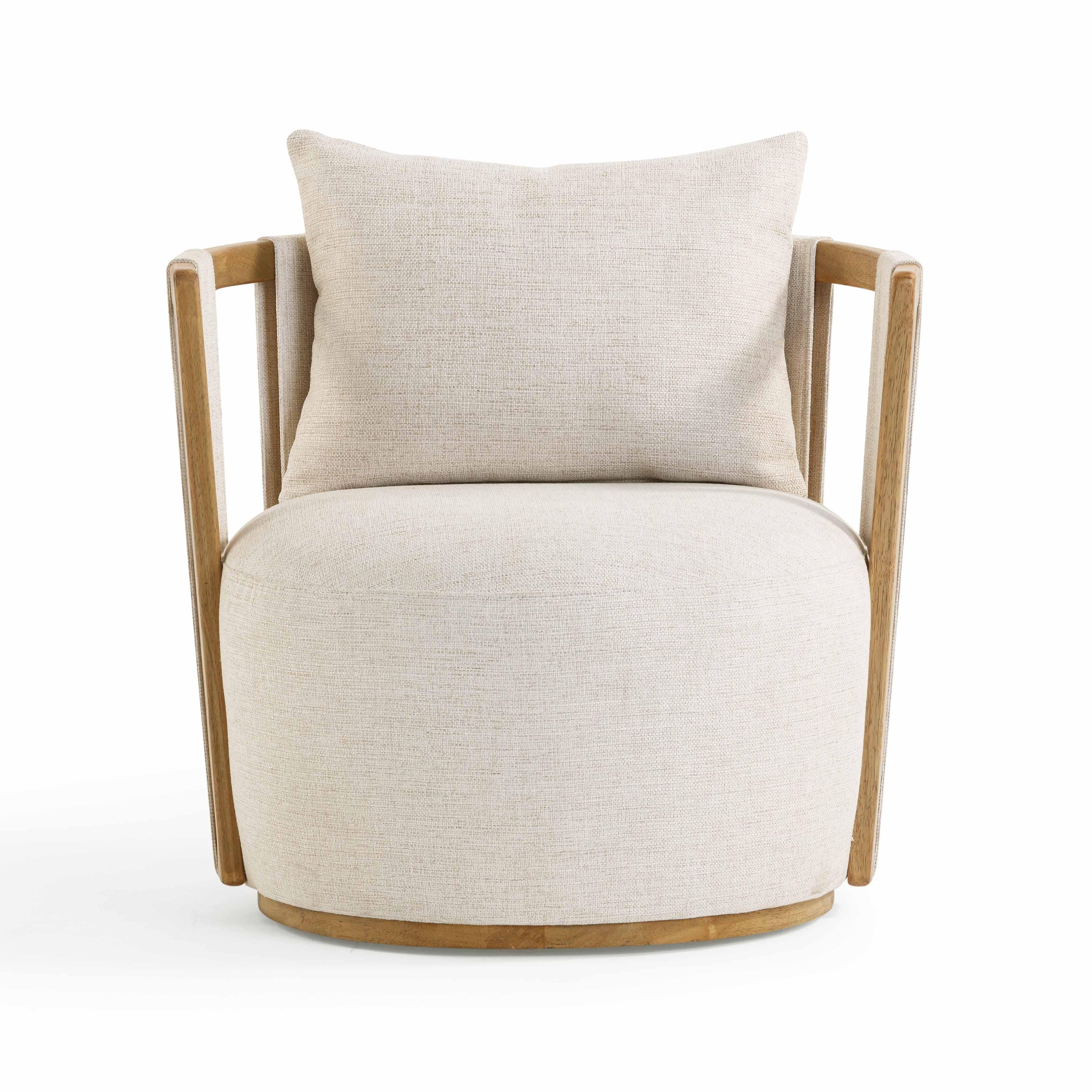 Paolo Cream Textured Weave Swivel Chair - Image 3