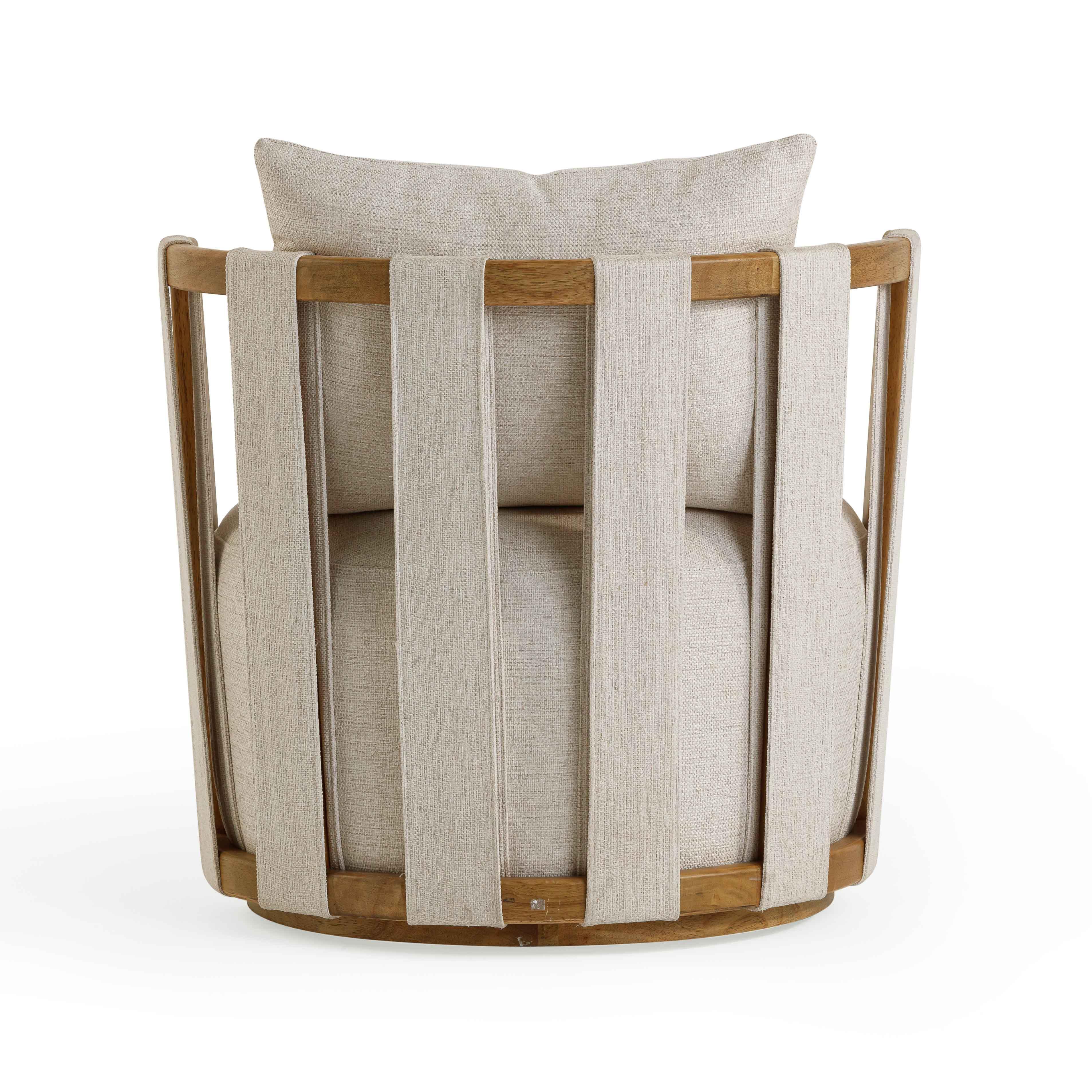 Paolo Cream Textured Weave Swivel Chair - Image 4