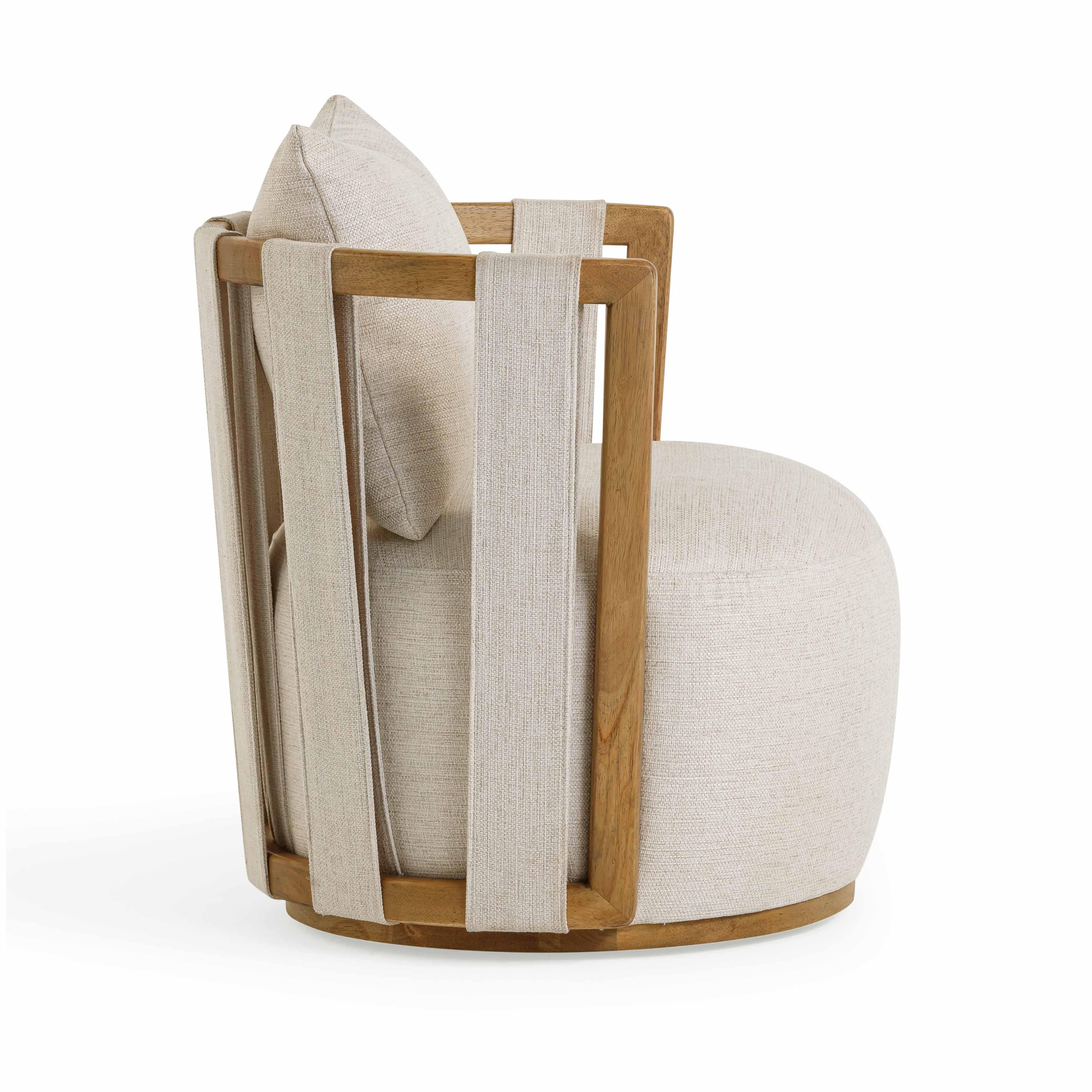 Paolo Cream Textured Weave Swivel Chair - Image 5