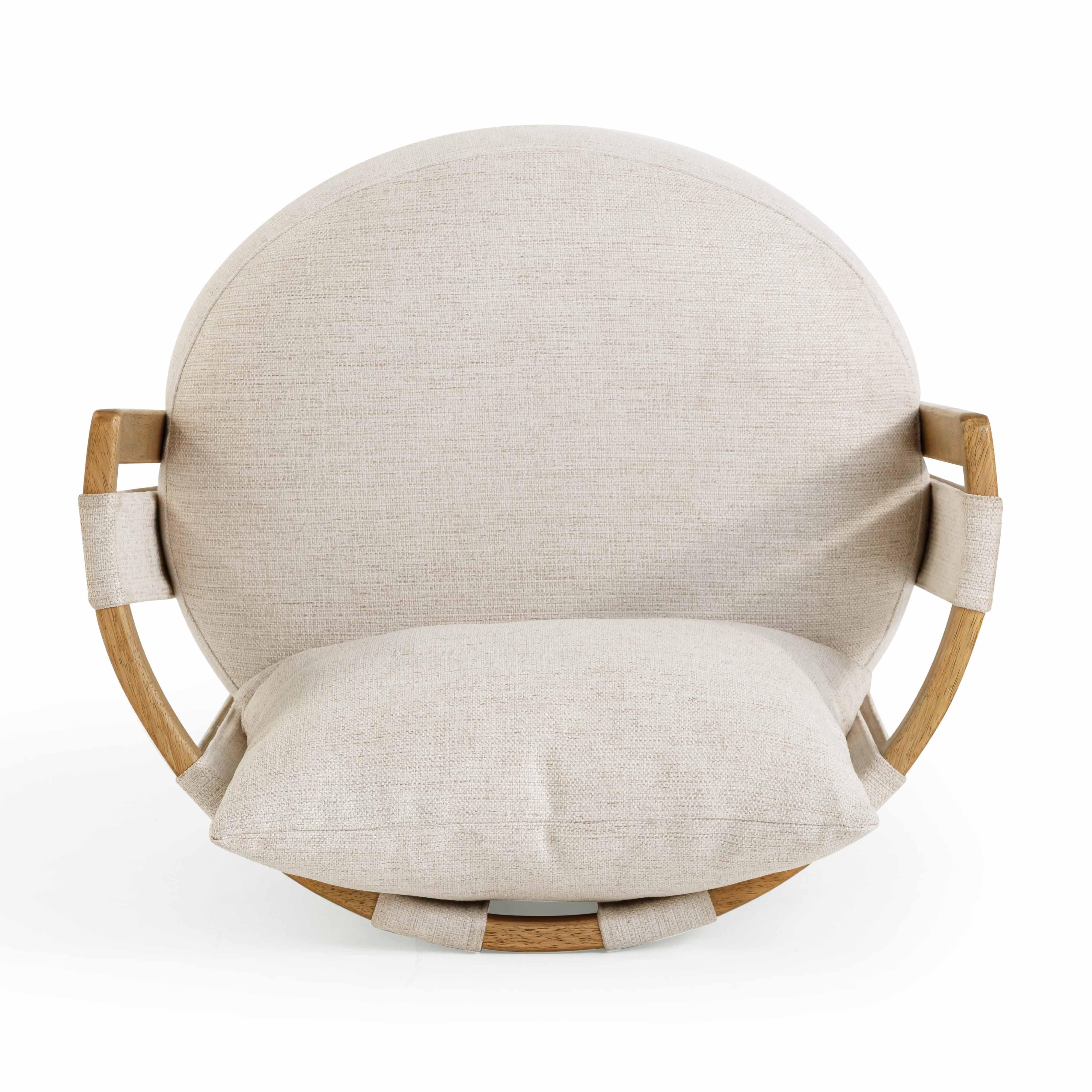Paolo Cream Textured Weave Swivel Chair - Image 6