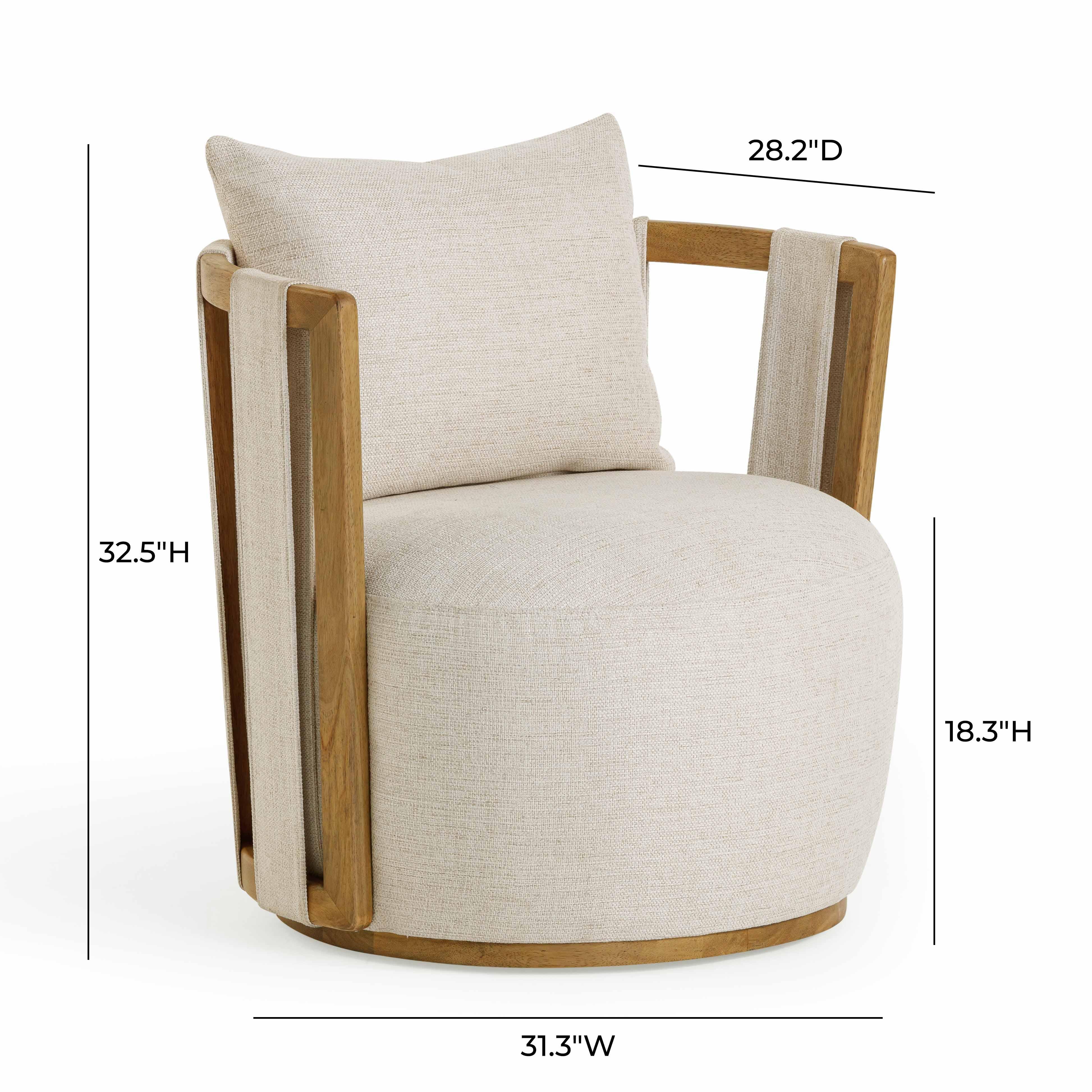 Paolo Cream Textured Weave Swivel Chair - Image 7