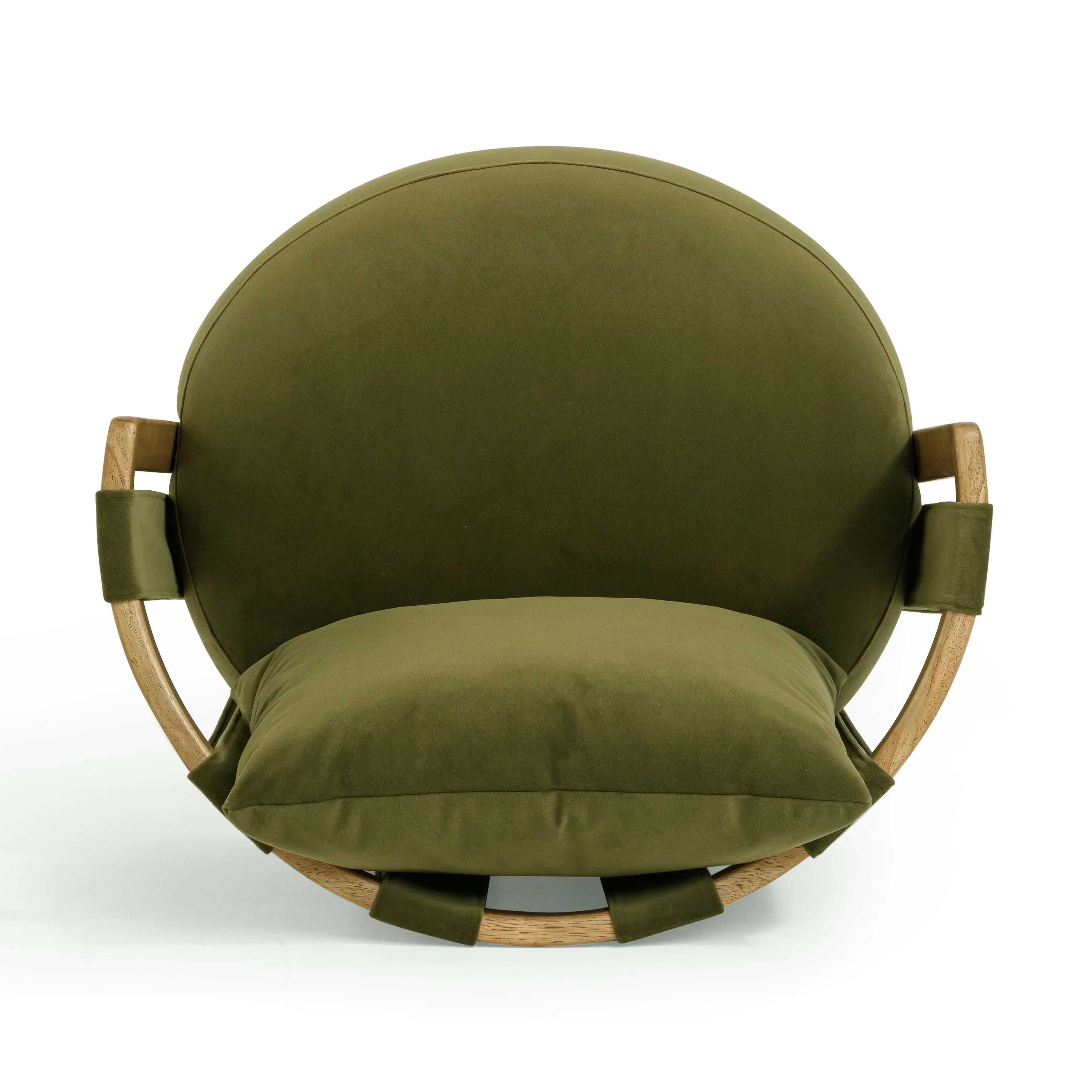 Paolo Green Upcycled Distressed Velvet Swivel Chair - Image 6