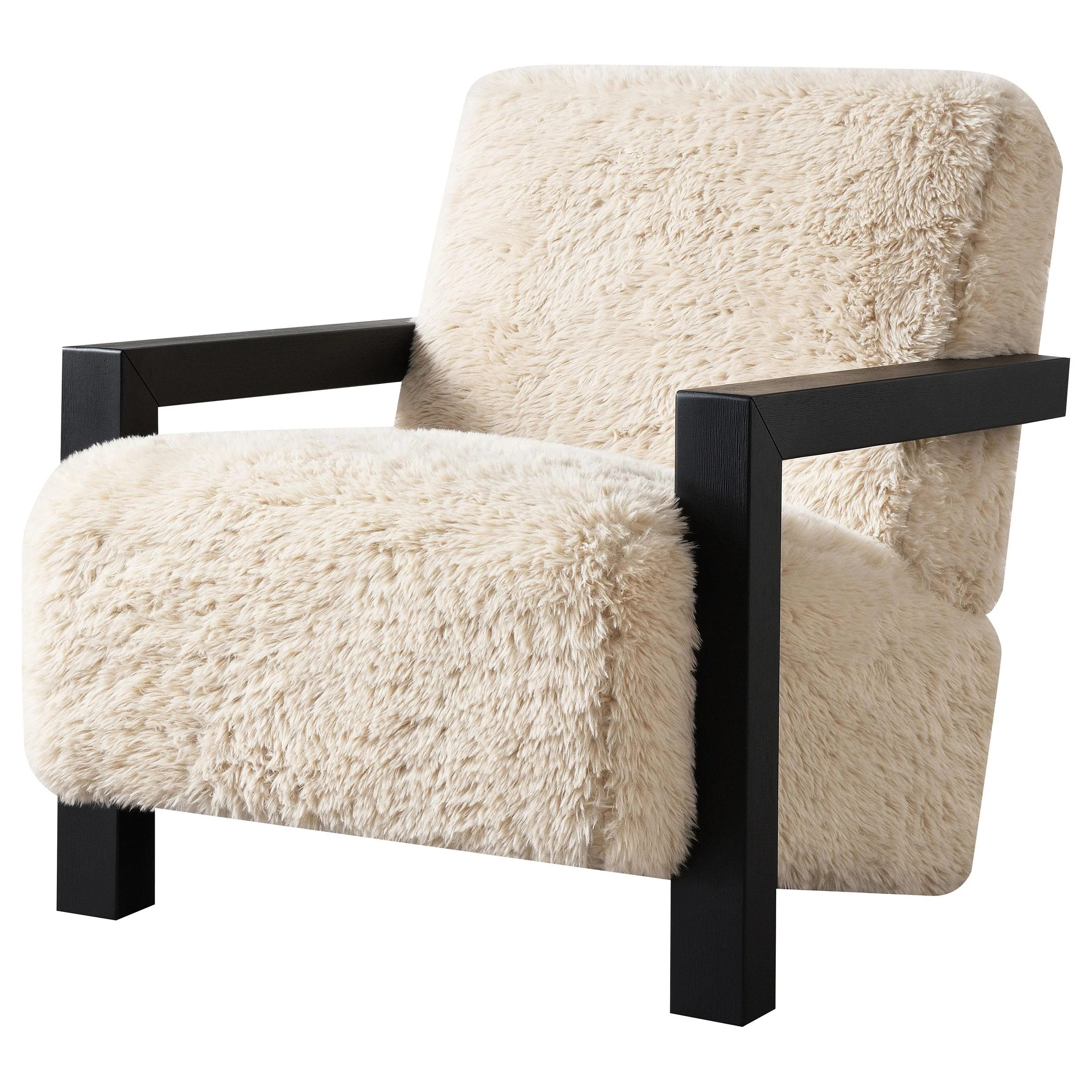 Paquet Latte Faux Fur Solid Wood Arm Chair - Image 4