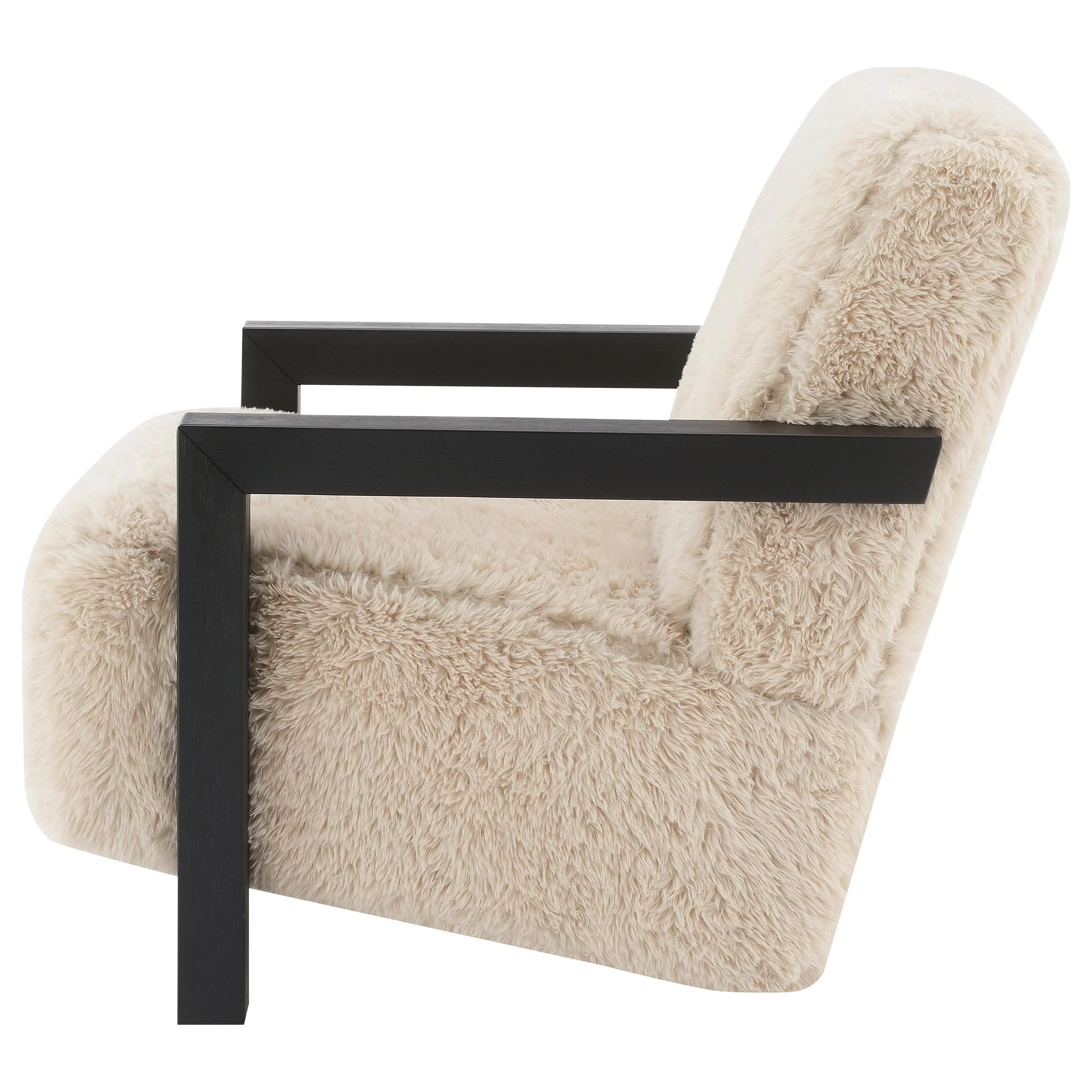 Paquet Latte Faux Fur Solid Wood Arm Chair - Image 5