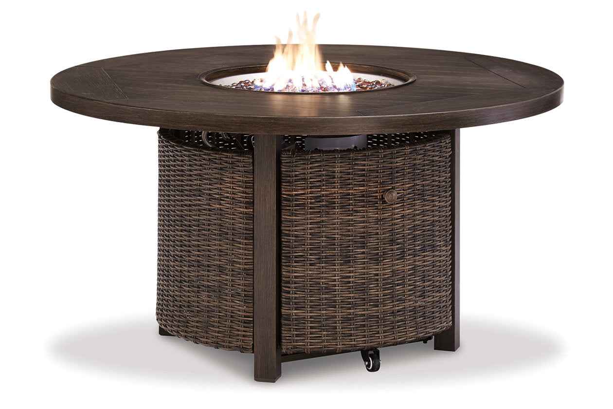Paradise Trail Medium Brown Outdoor Fire Pit Table with 4 Lounge Chairs - Image 3