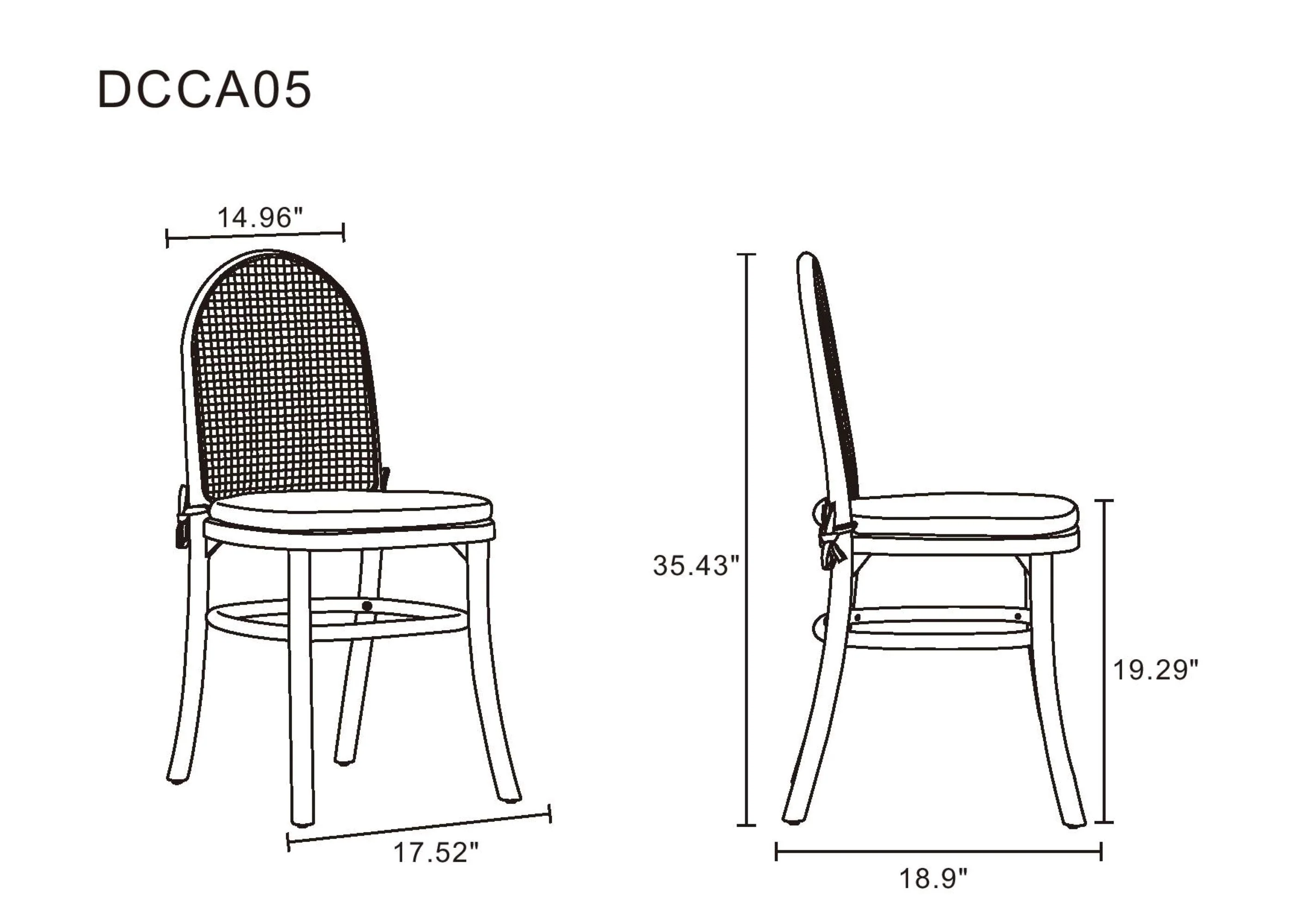 Paragon Dining Chair 1.0 with Grey Cushions in Black and Cane (set of 4) - Image 3