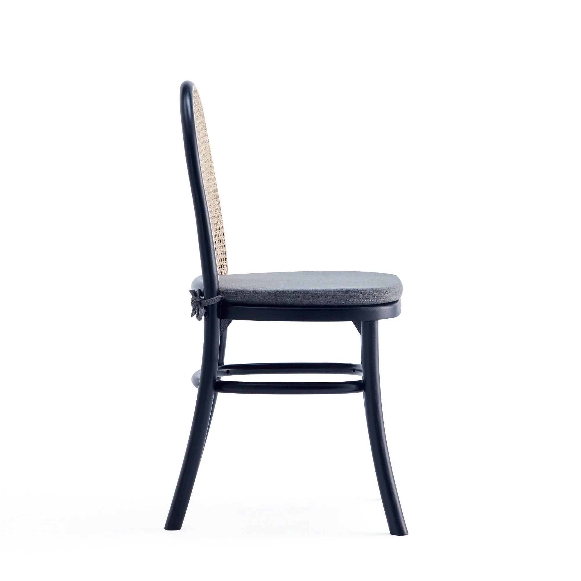 Paragon Dining Chair 1.0 with Grey Cushions in Black and Cane (set of 4) - Image 4