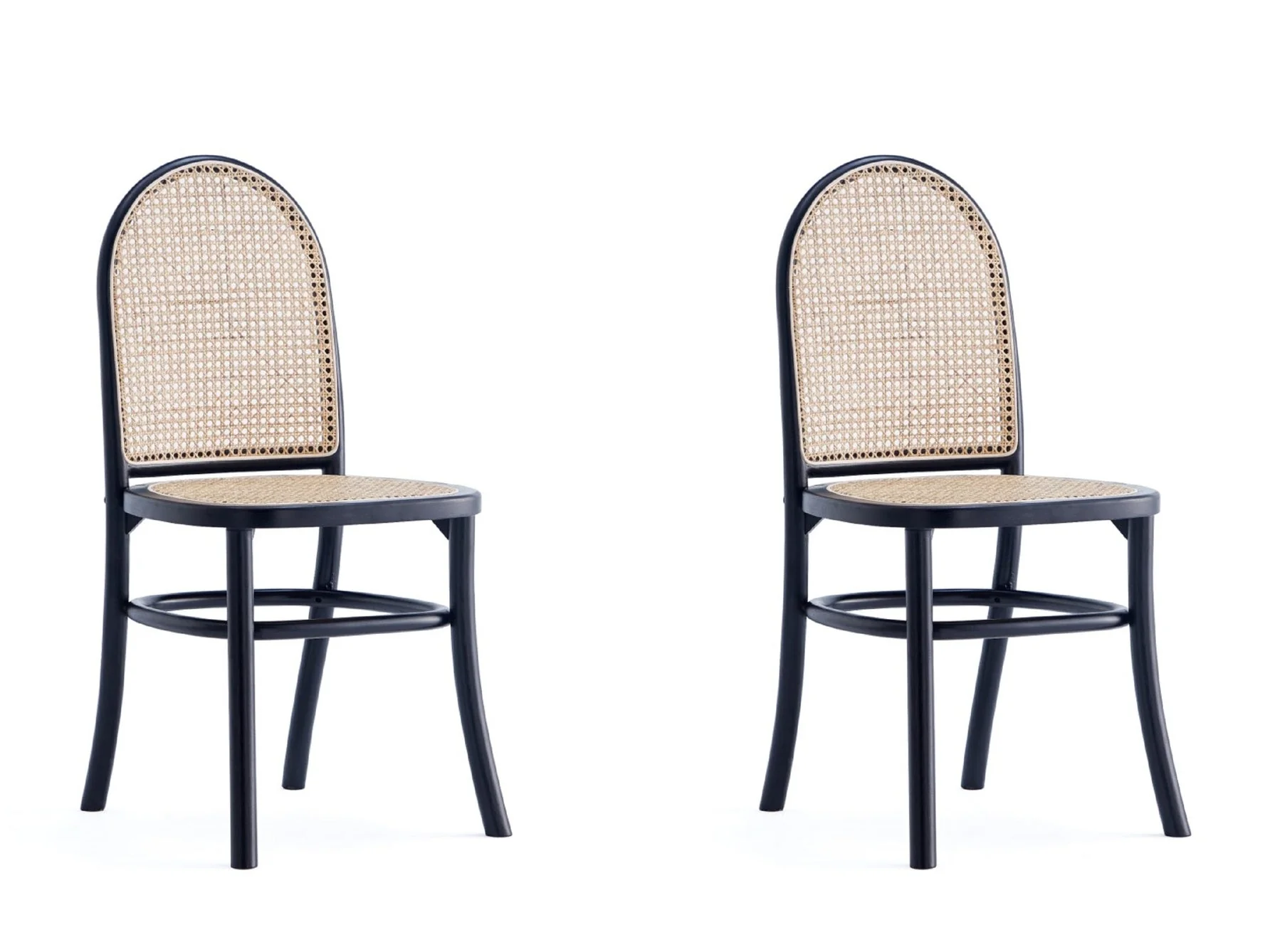 Paragon Dining Chair 2.0 in Black and Cane (set of 2)