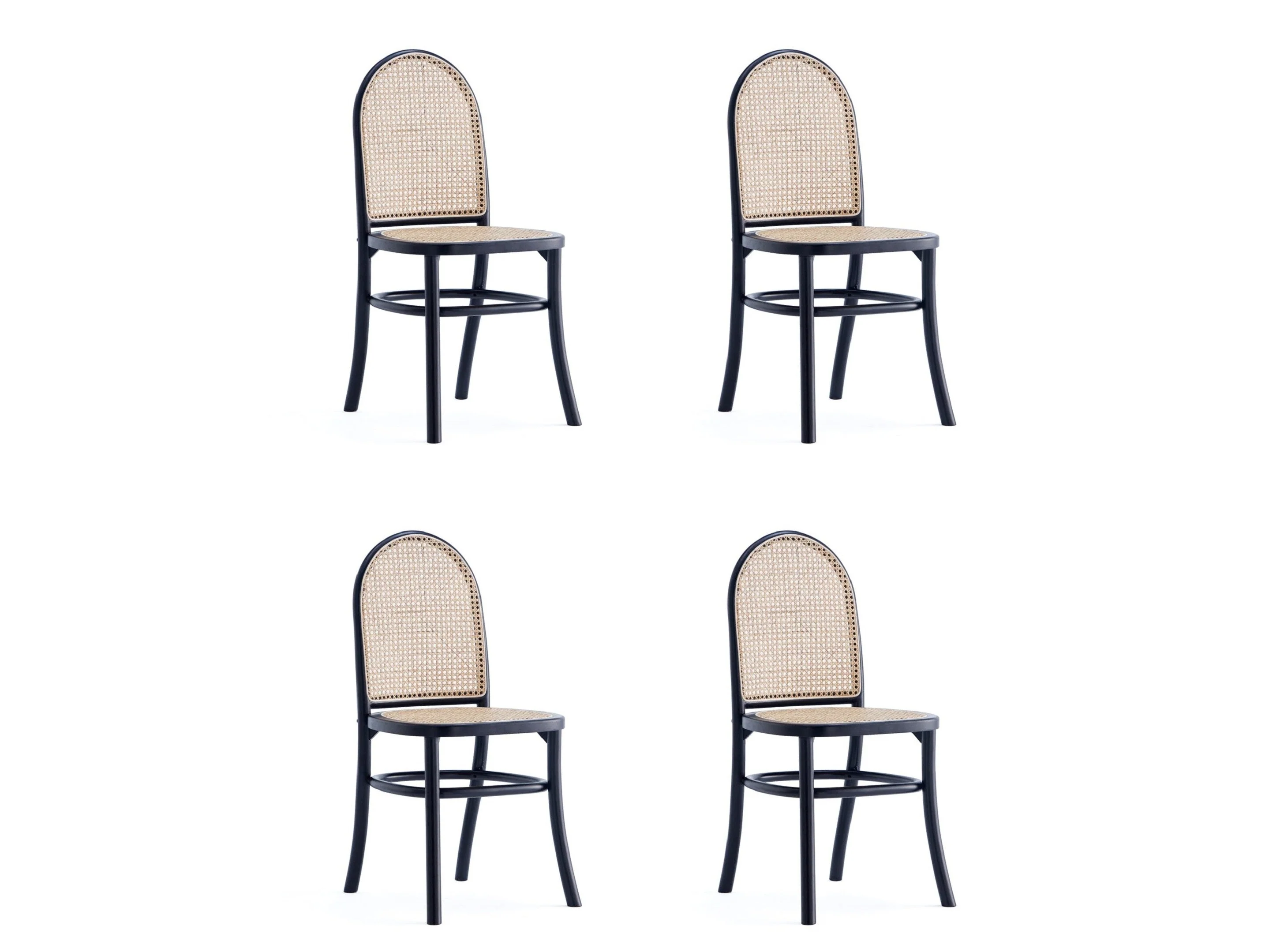 Paragon Dining Chair 2.0 in Black and Cane (set of 4)
