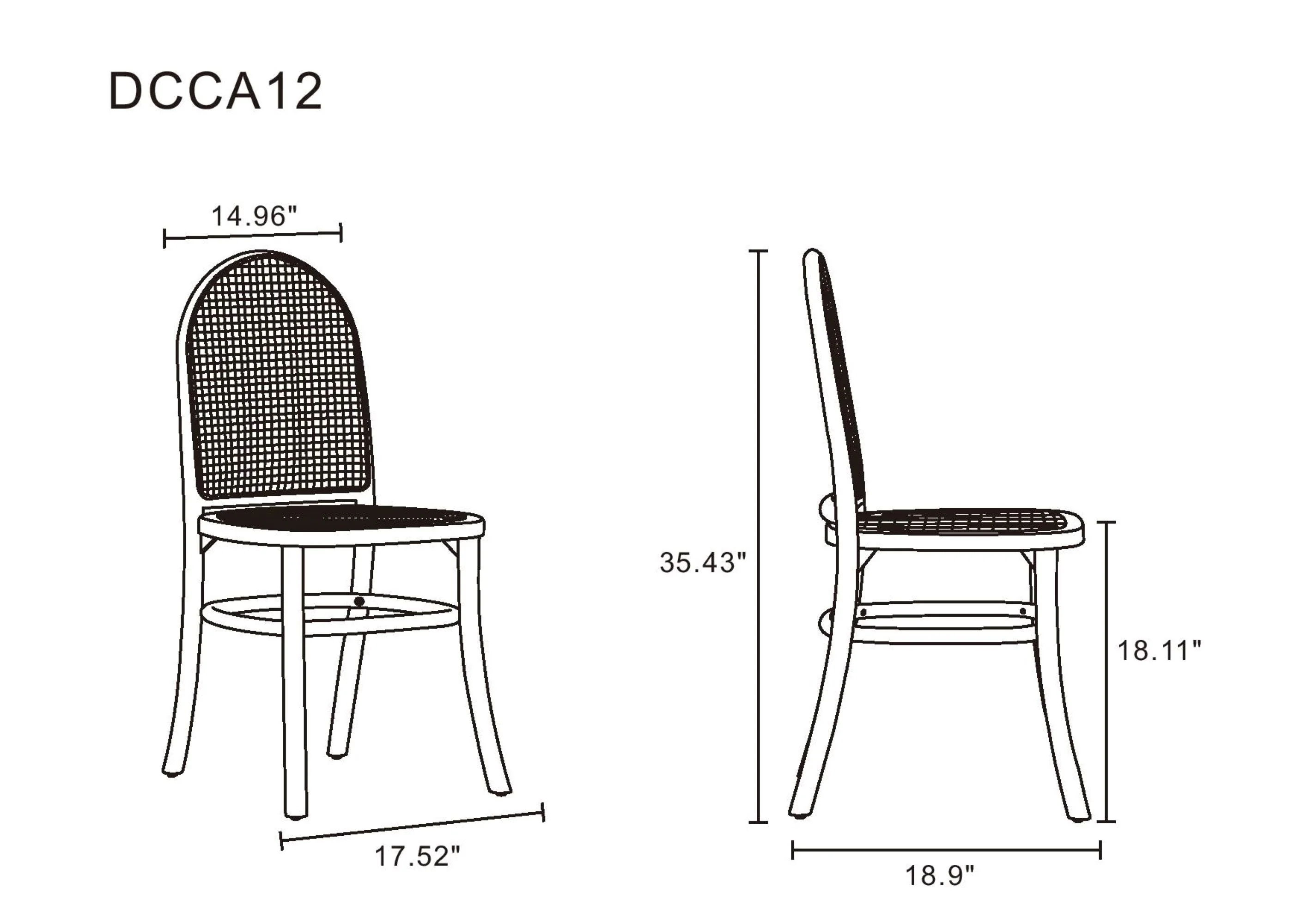 Paragon Dining Chair 2.0 in Black and Cane (set of 4) - Image 3