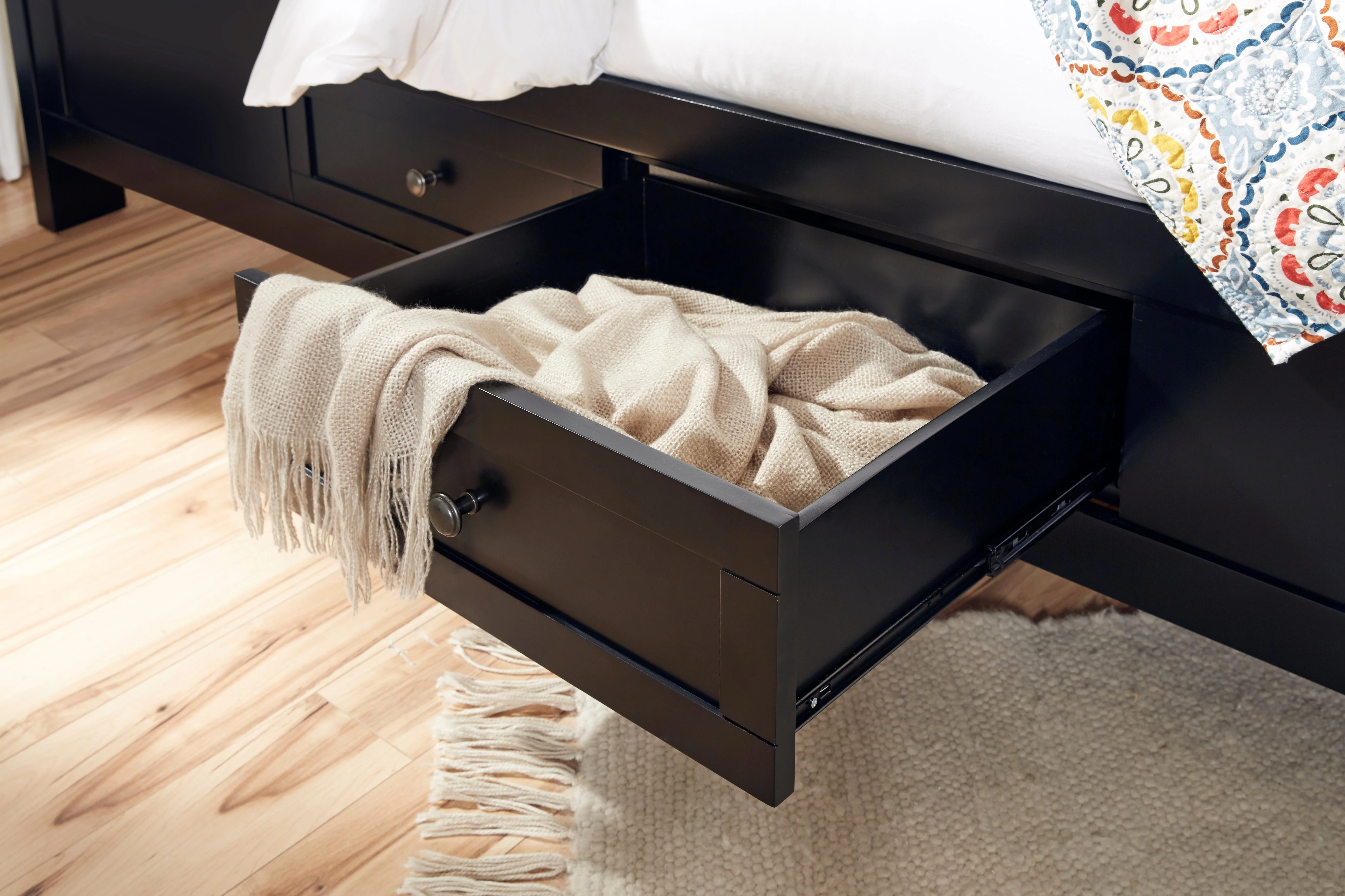 Paragon Four Drawer Wood California King Storage Bed in Black - Image 4