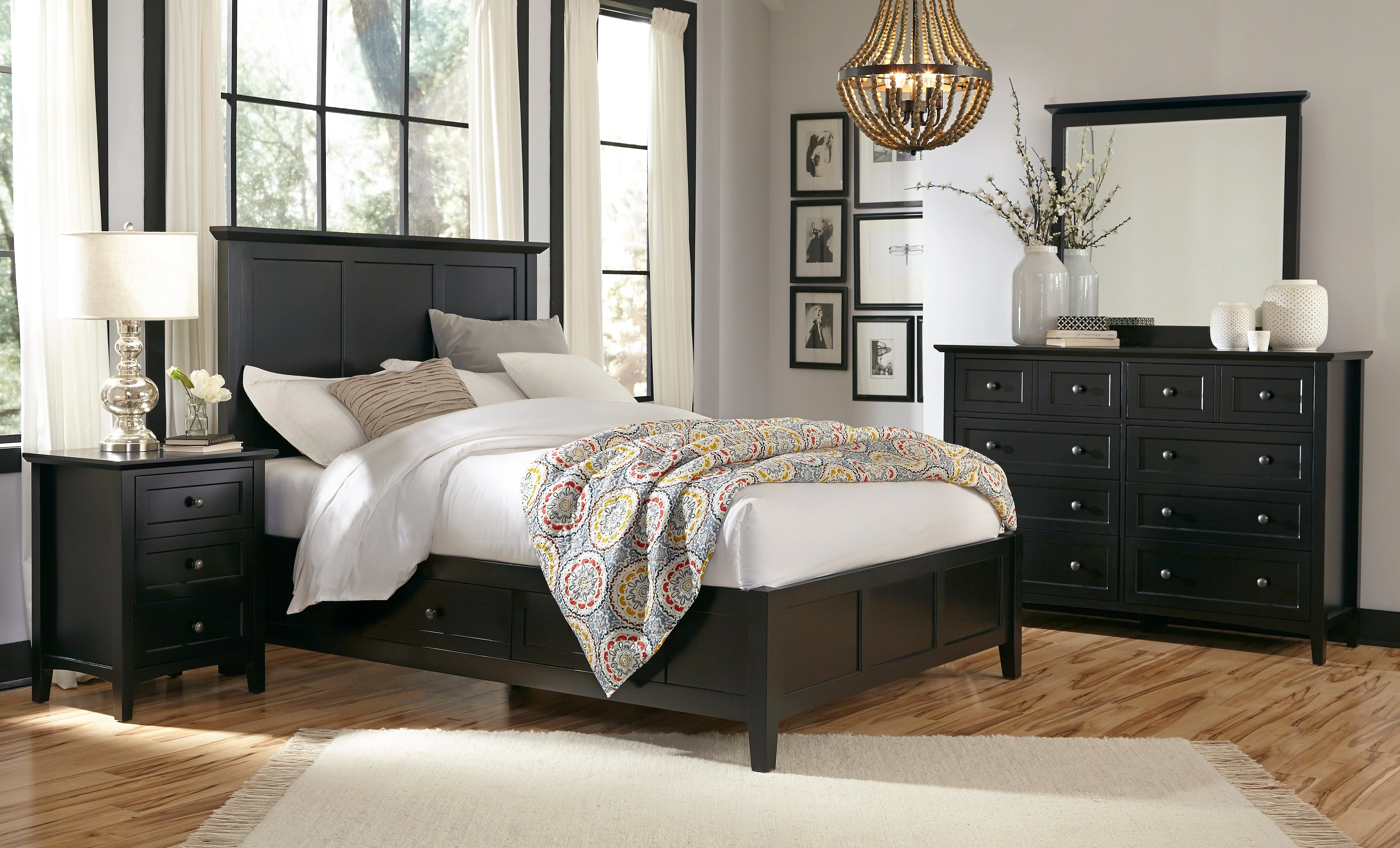 Paragon Four Drawer Wood Queen Storage Bed in Black - Image 3