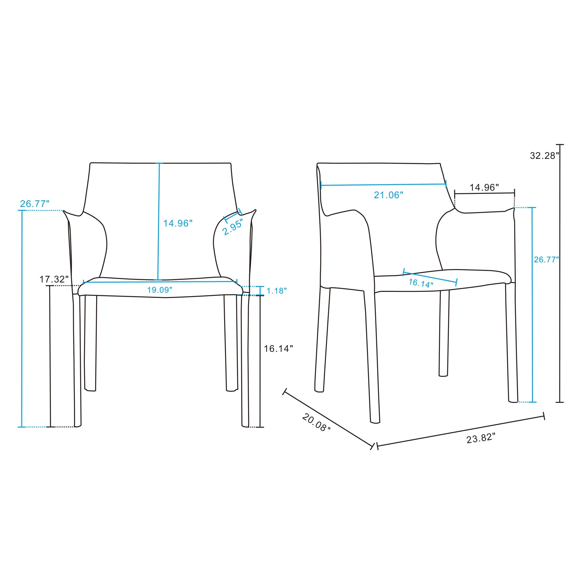 Paris Armchair in Grey (set of 2) - Image 3