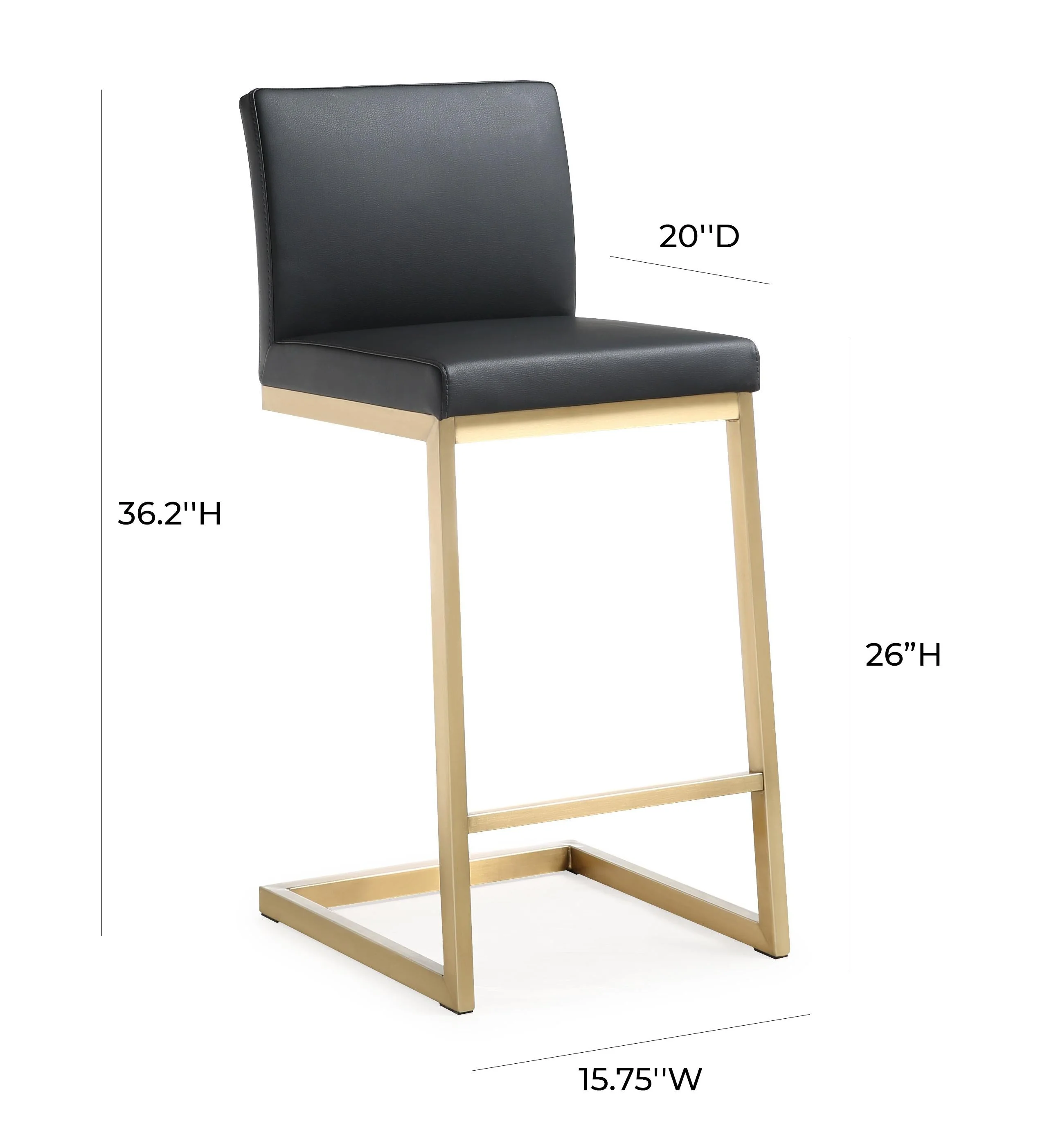 Parma Performance Vegan Leather and Gold Stainless Steel Counter Stool - Set of 2 - Image 9