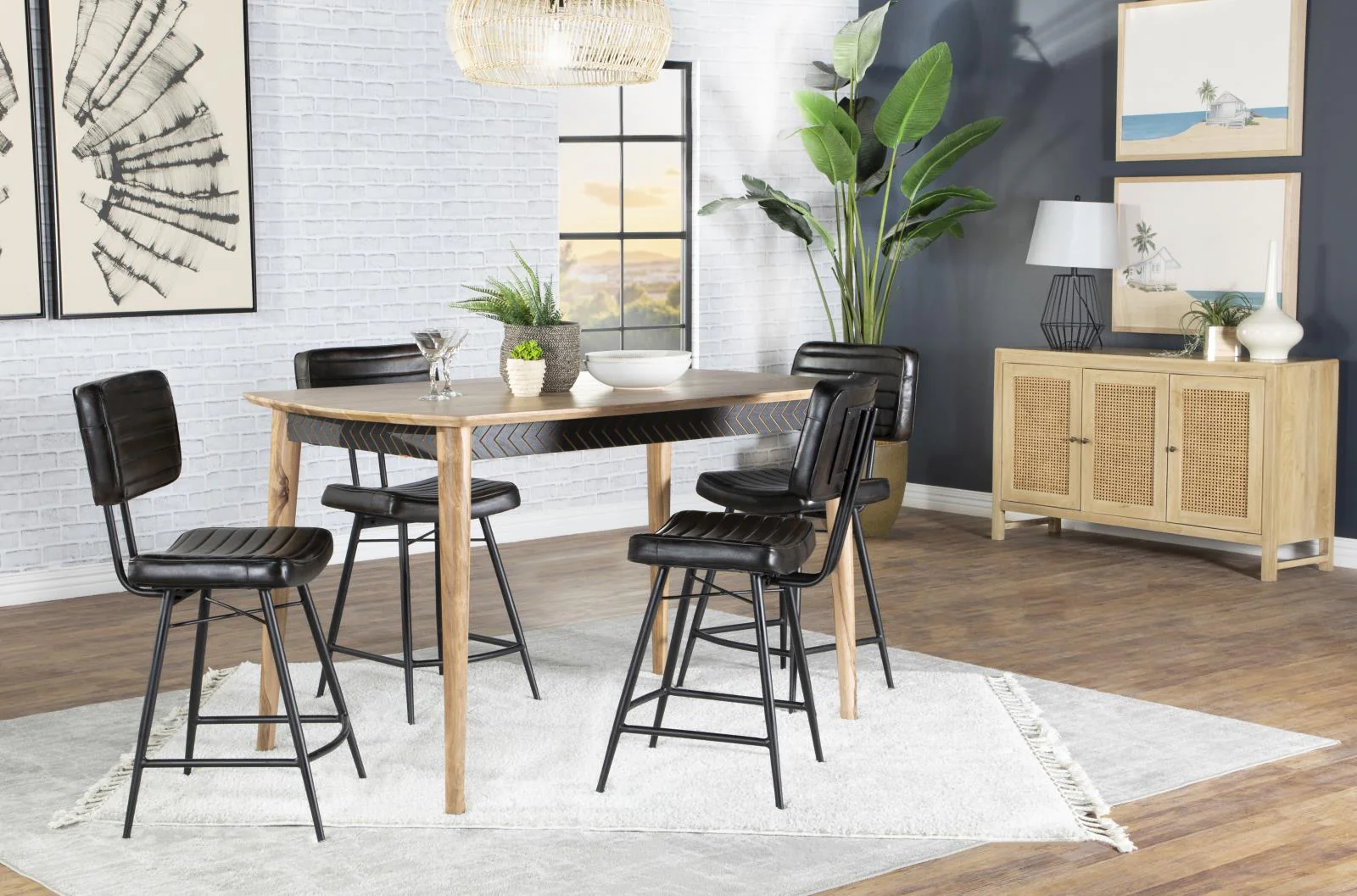 Partridge Natural Sheesham and Espresso Rectangular Counter Height Dining Set - Image 2