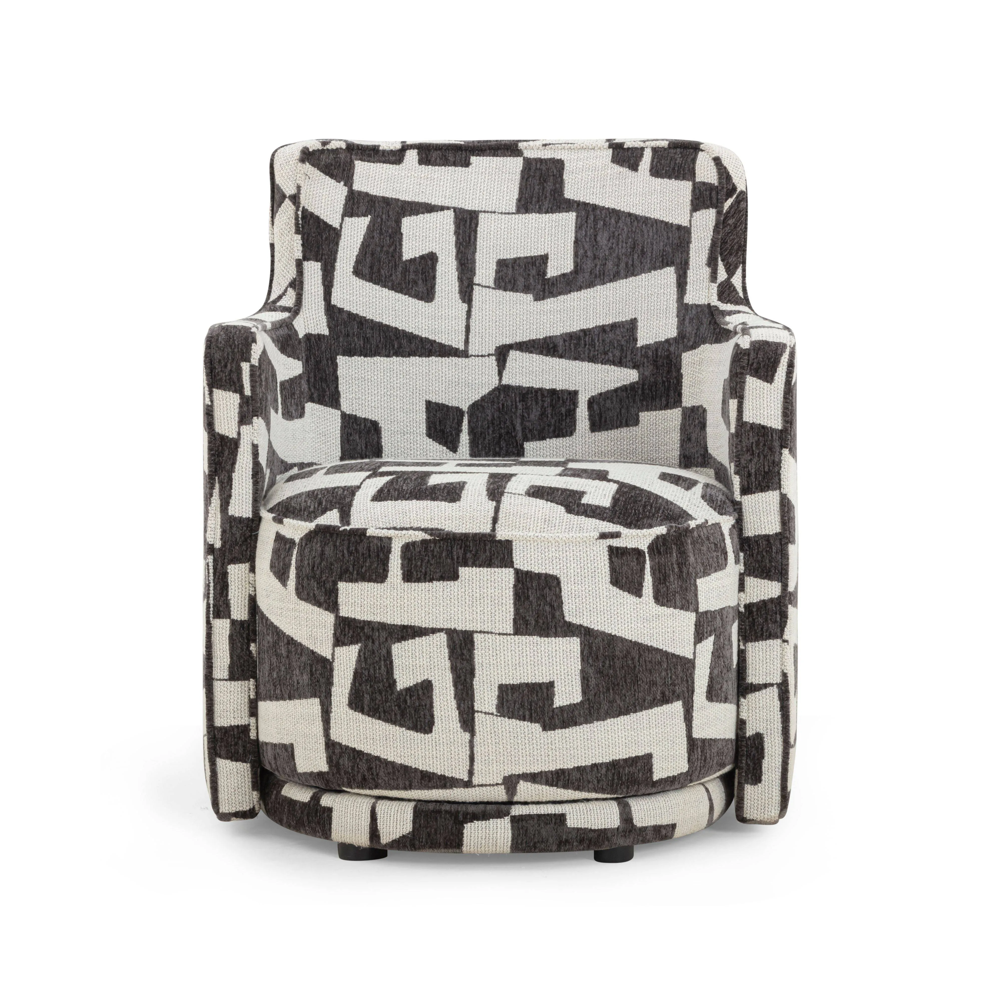 Passe Black Performance Jacquard Swivel Chair - Image 2