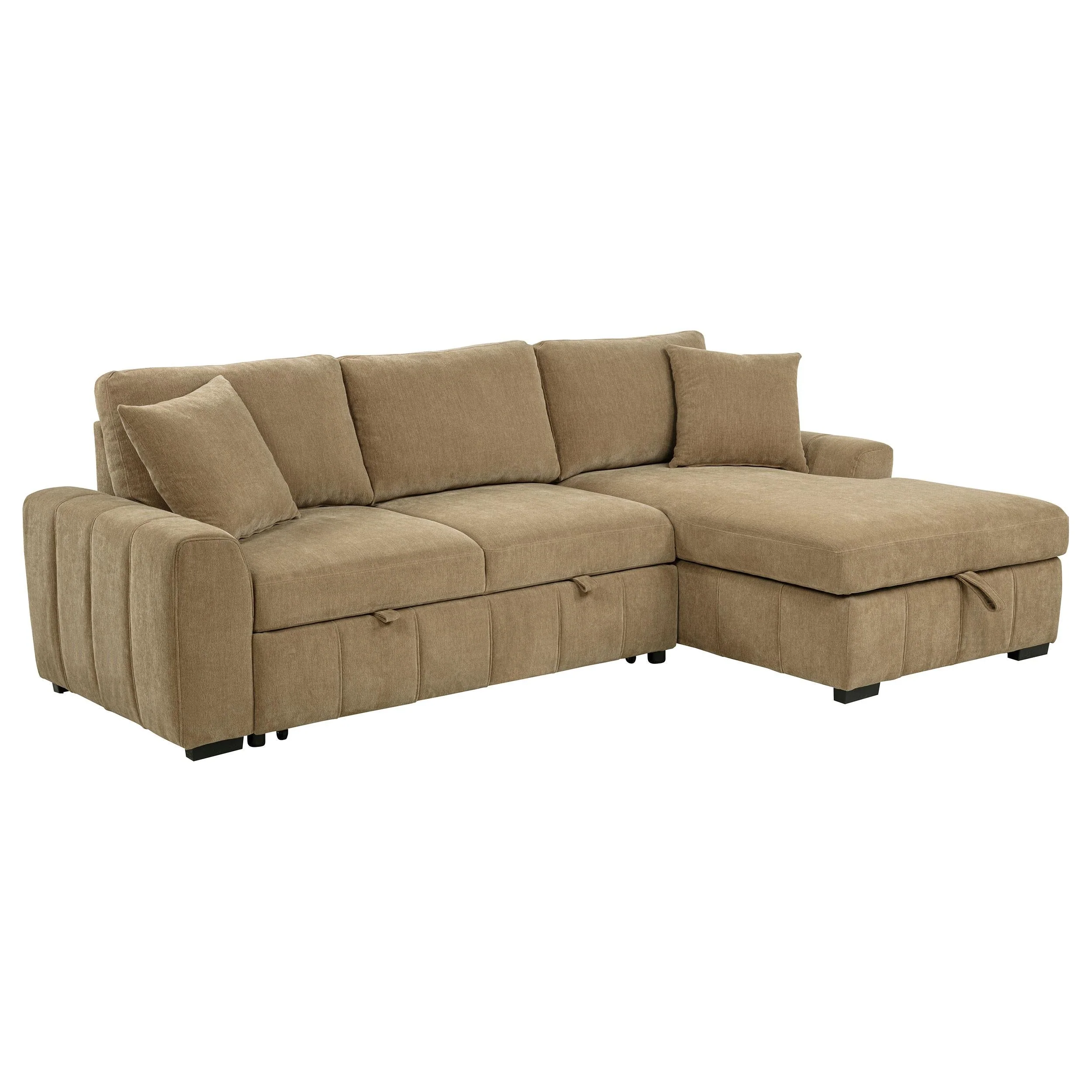 Pastrana Camel Upholstered Sleeper Sectional Sofa