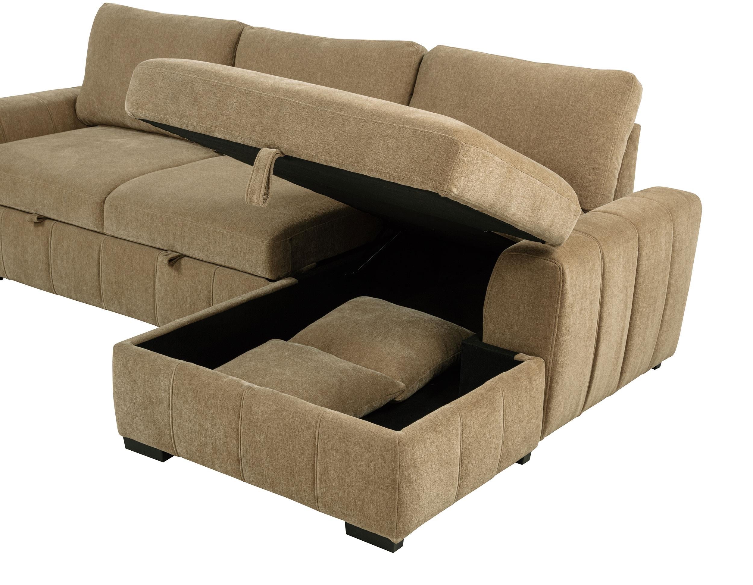 Pastrana Camel Upholstered Sleeper Sectional Sofa - Image 10