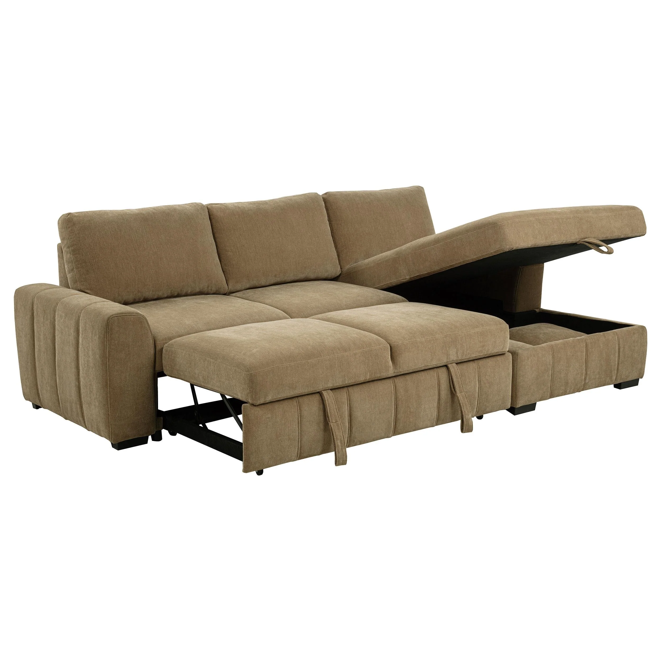 Pastrana Camel Upholstered Sleeper Sectional Sofa - Image 2